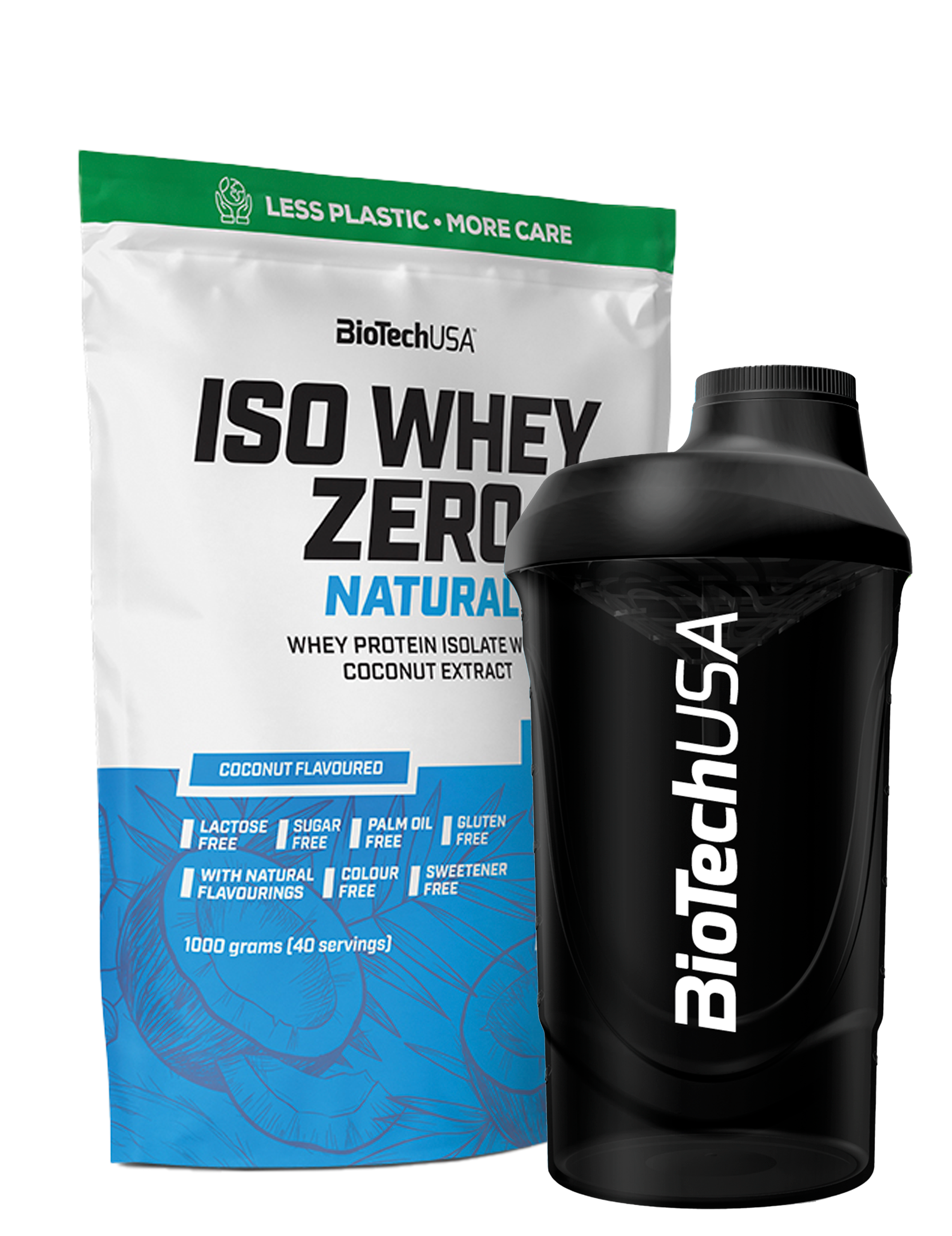 Iso Whey Zero Natural (1000g) + Valgfri Shaker