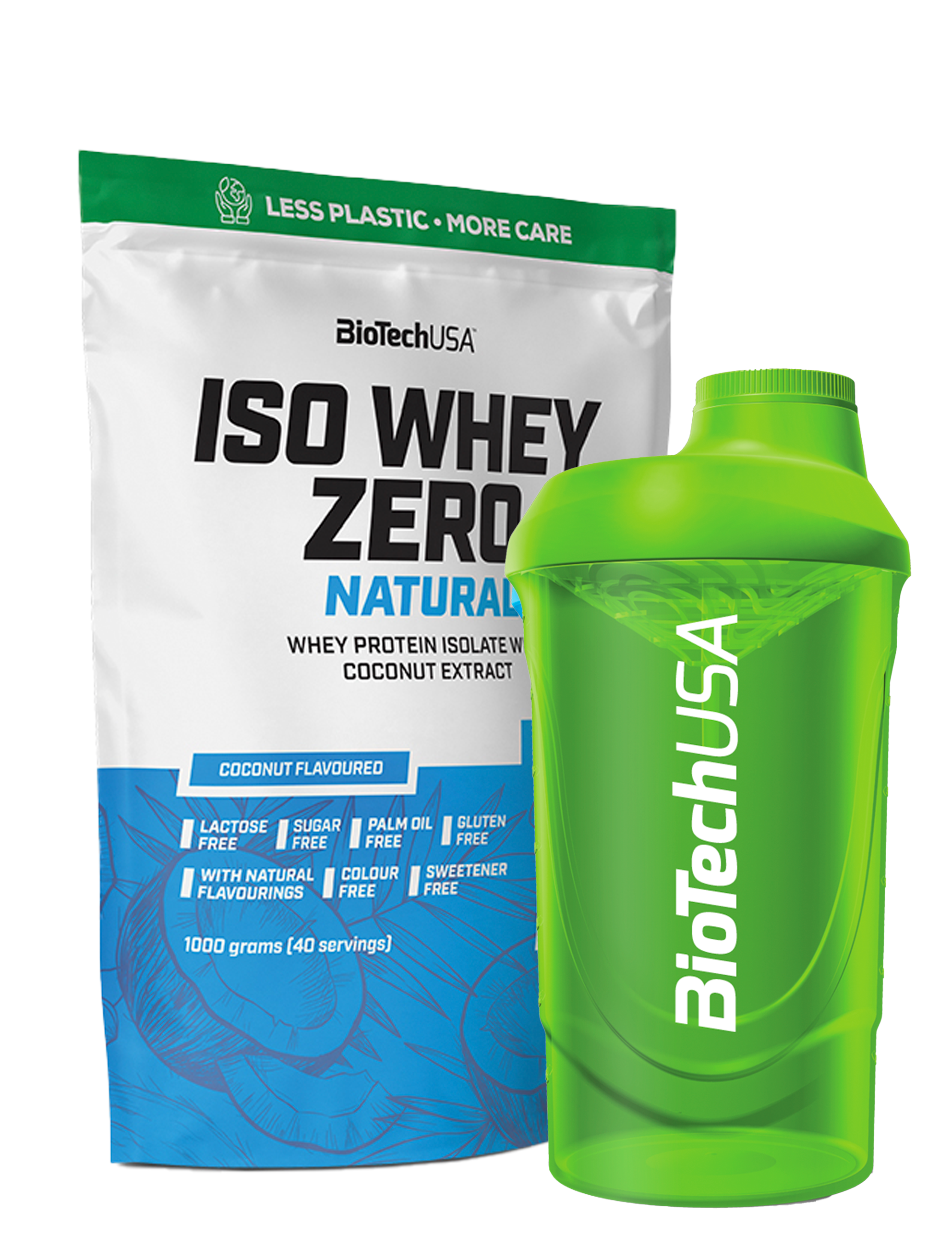 Iso Whey Zero Natural (1000g) + Valgfri Shaker