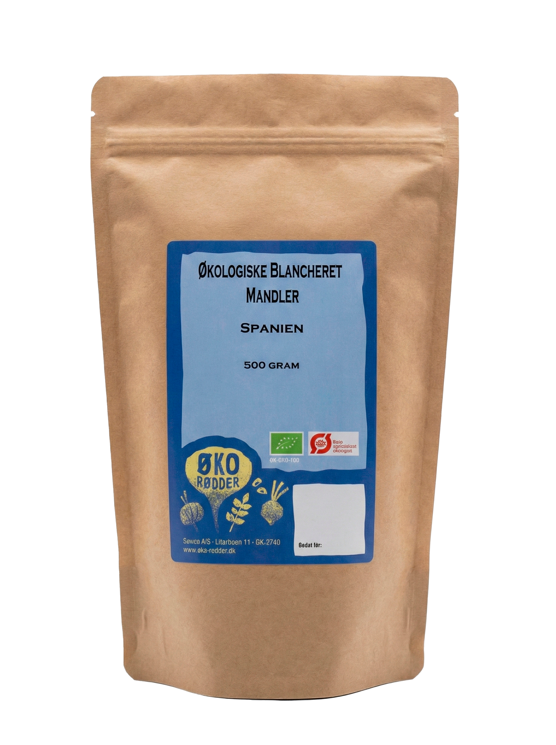 Økologiske blancheret mandler