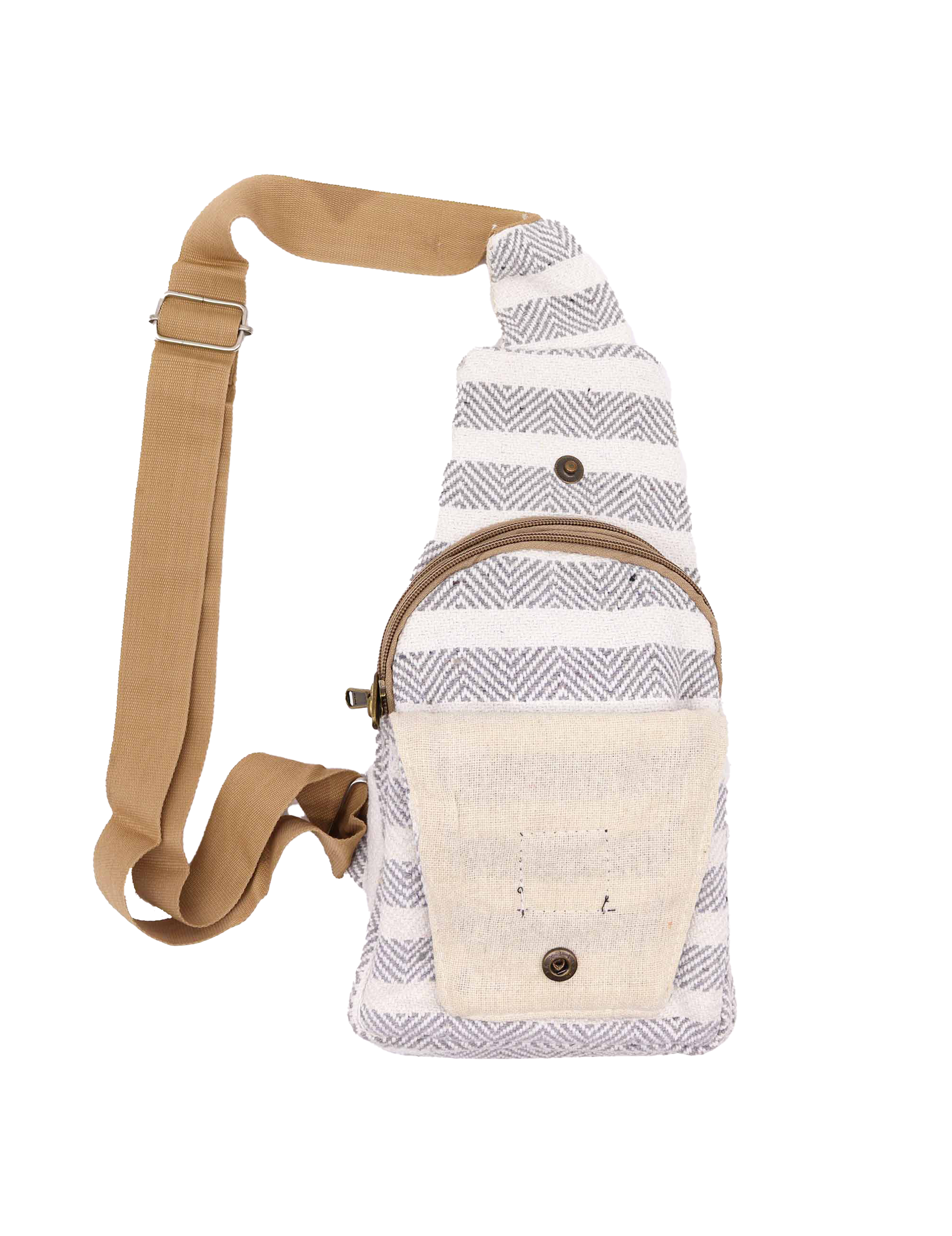 Crossbody taske i bomuld- Grå & Hvid