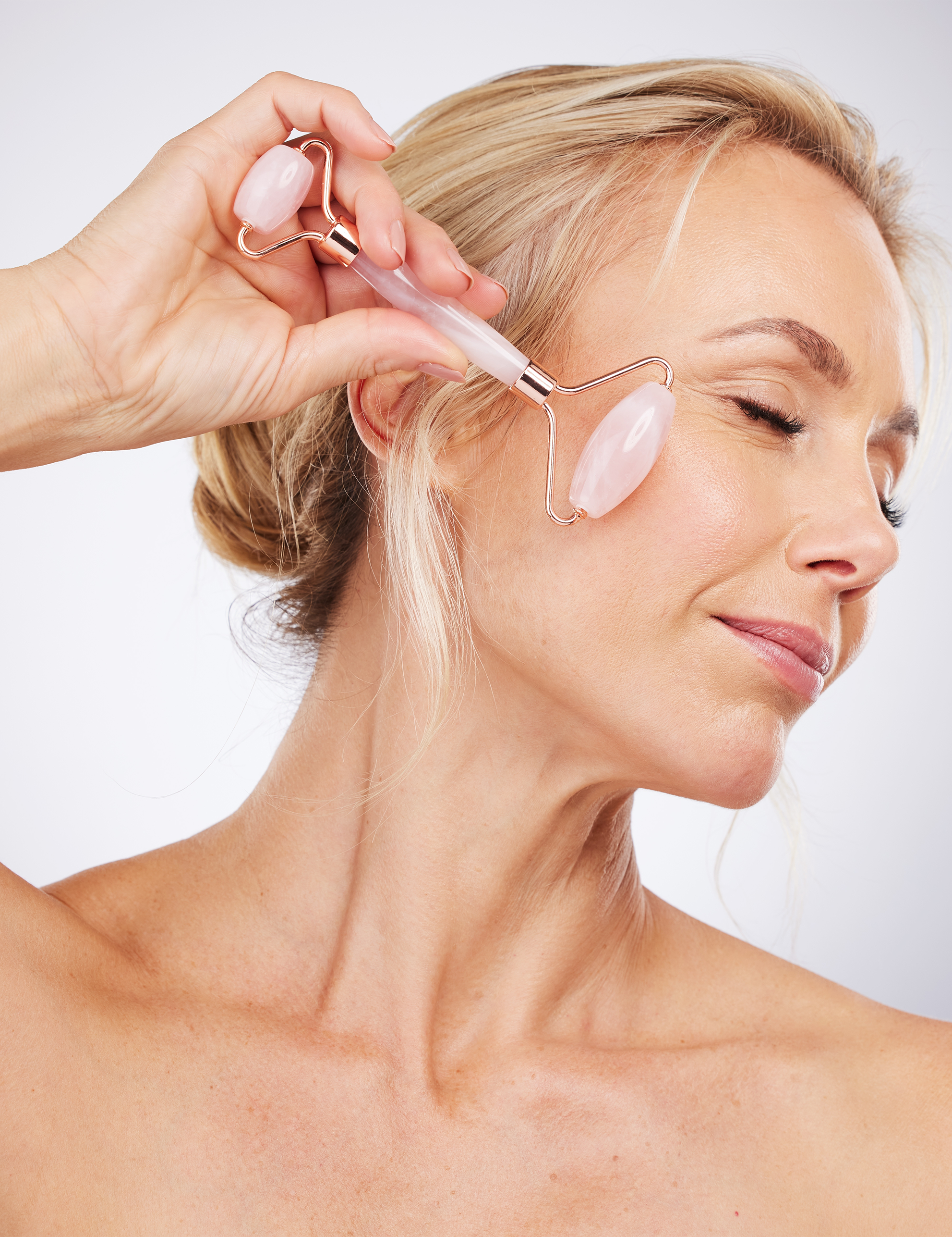Ansigtsruller Rose Quartz (Jawline Roller)