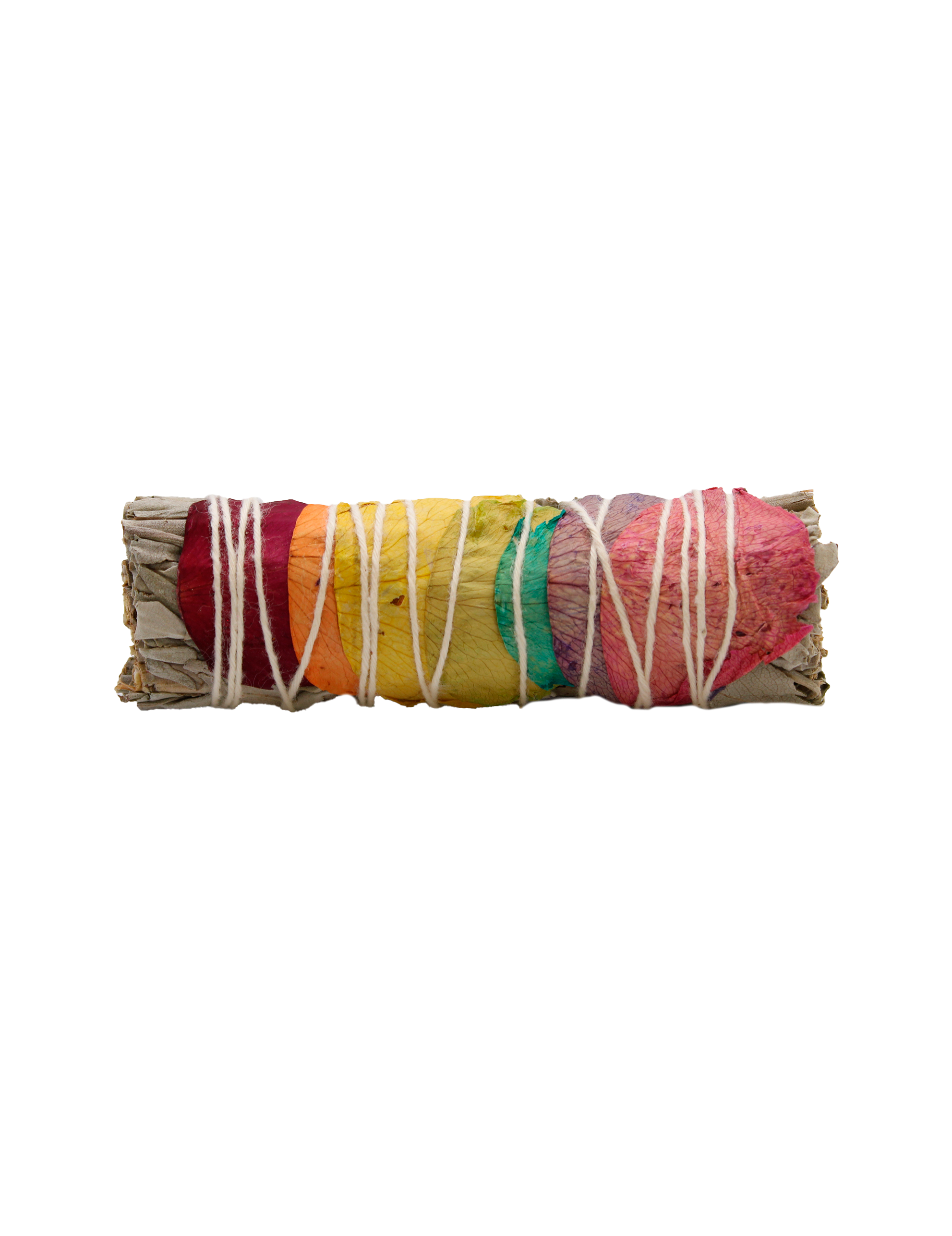 Smudge Stick med Hvid Salvie & Rosenblade – 7 Chakra (10 cm)