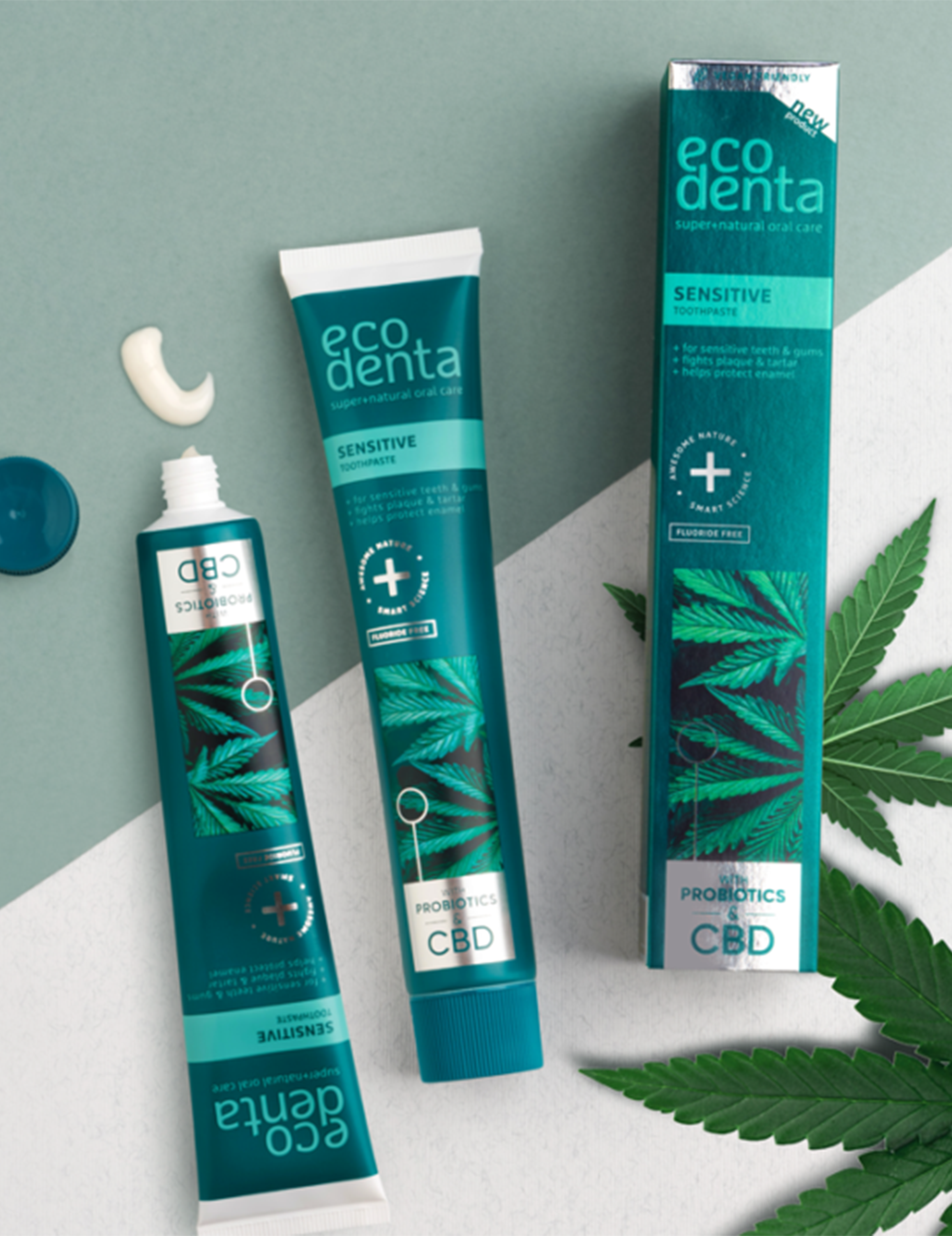 Sensitive toothpaste with CBD and probiotics