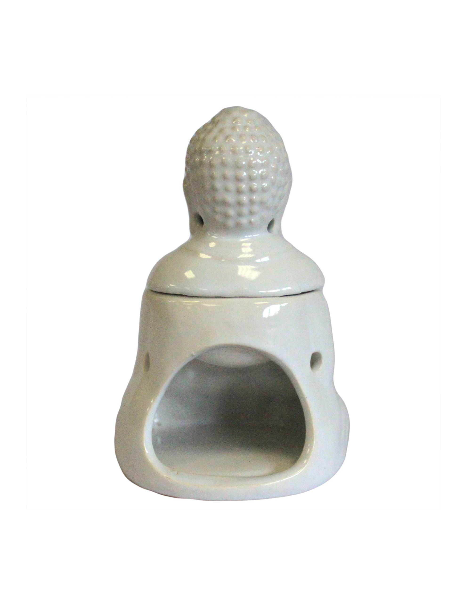 Siddende Buddha Oliebrænder Hvid