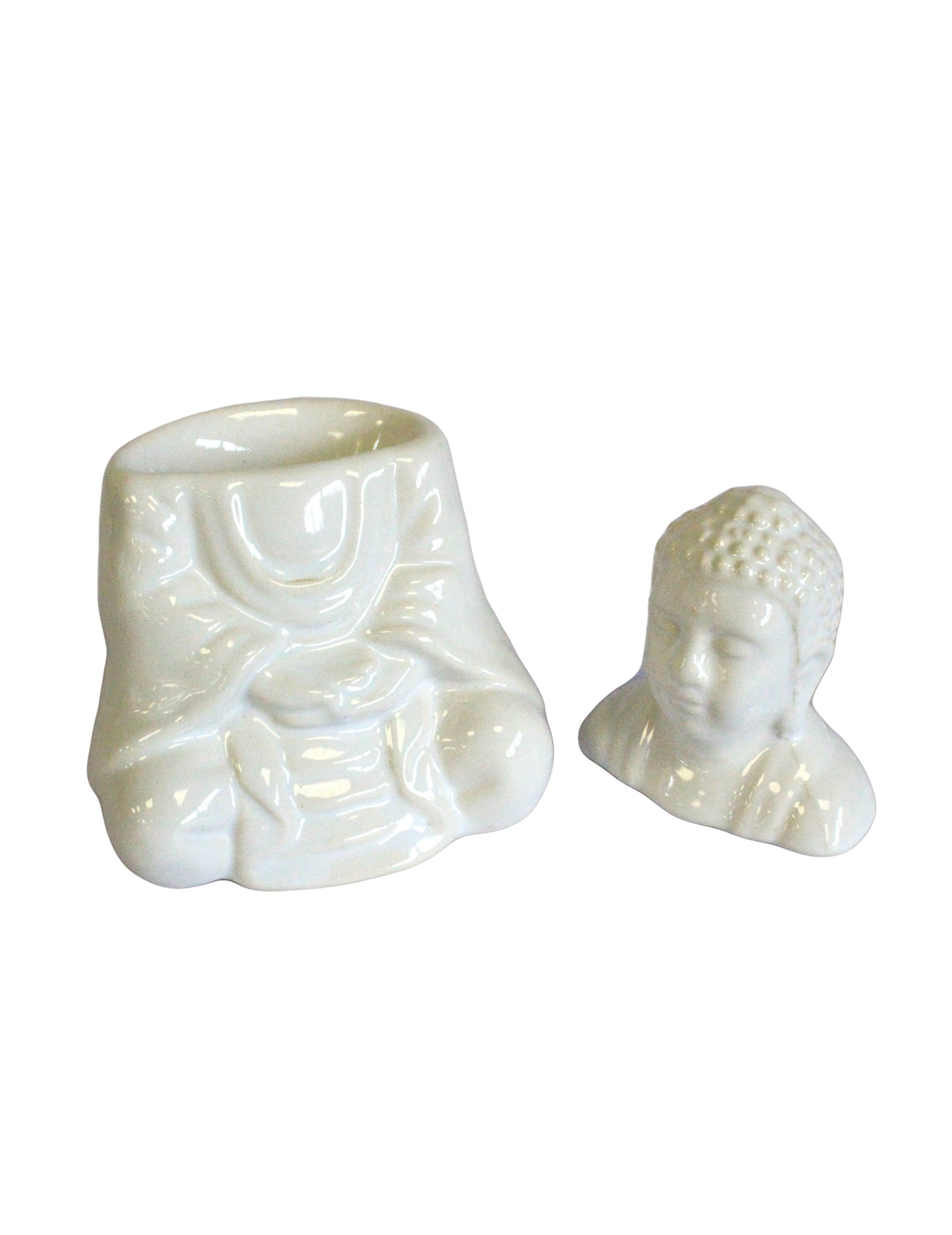 Siddende Buddha Oliebrænder Hvid