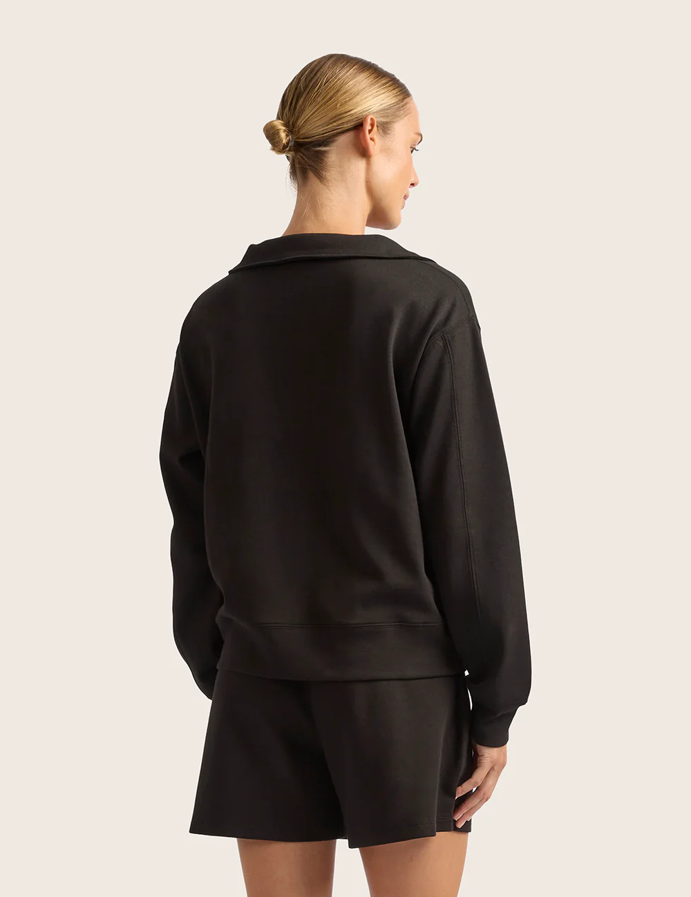 Sweatshirt med halv lynlås - Sort