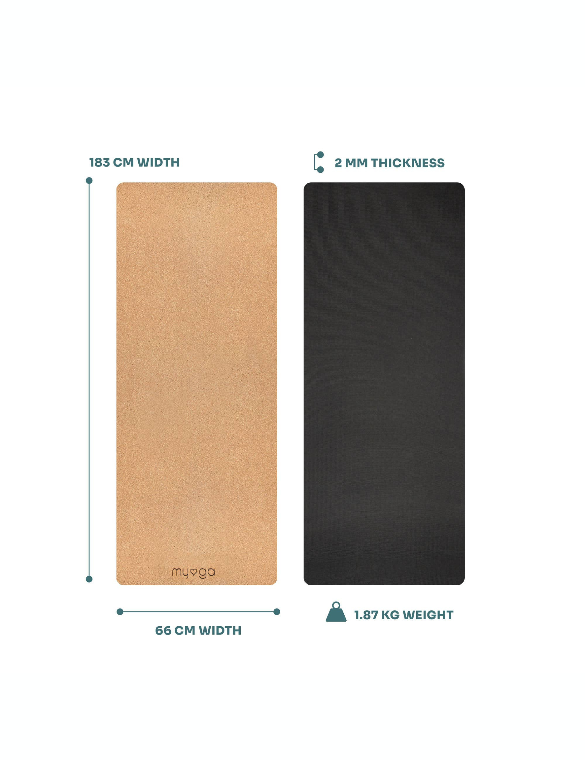 Rejse Kork/Gummi Yogamåtte