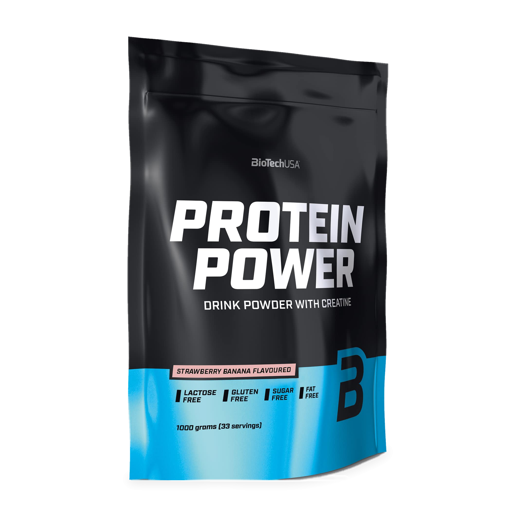 BioTechUSA Protein Power med jordbær-banan-smag, 1000 g