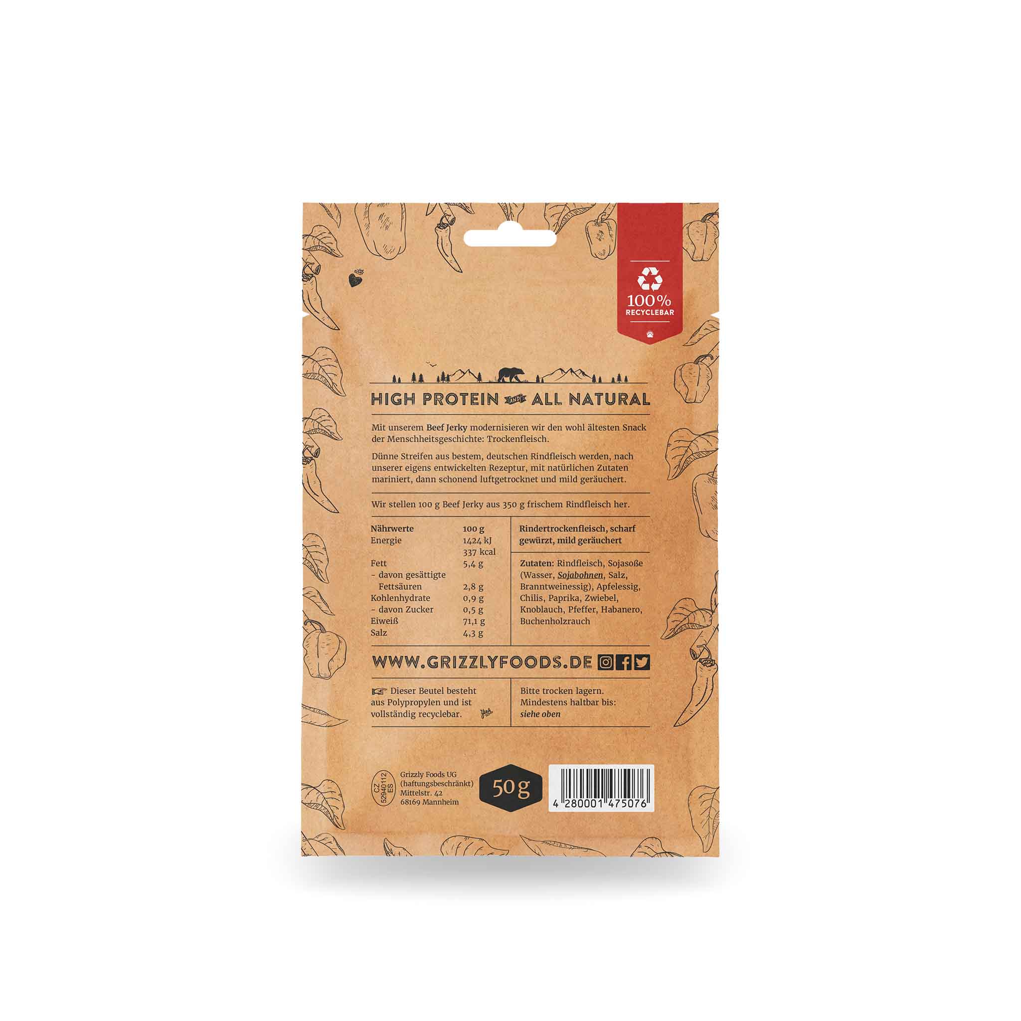Beef Jerky – Burn Baby Burn (50g)