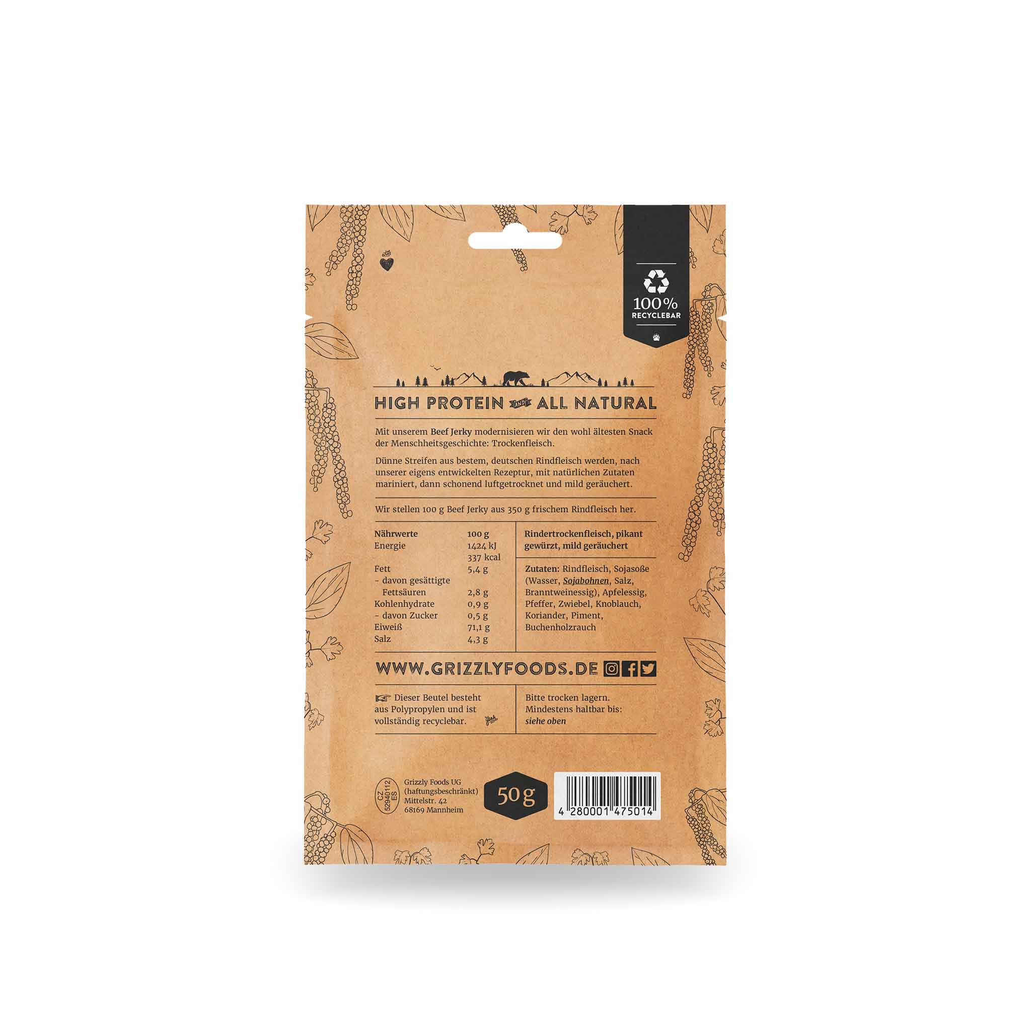 Oksekød Jerky – Knust Peber (50g)
