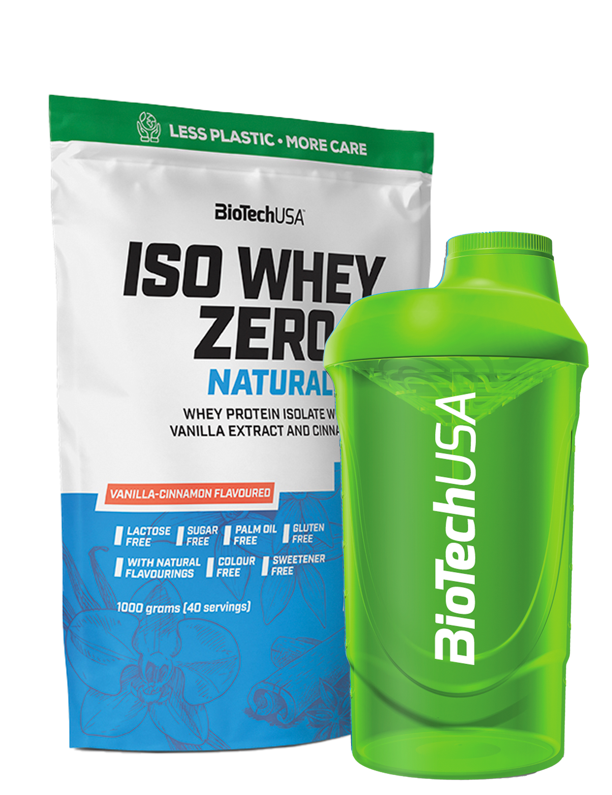 Iso Whey Zero Natural (1000g) + Valgfri Shaker