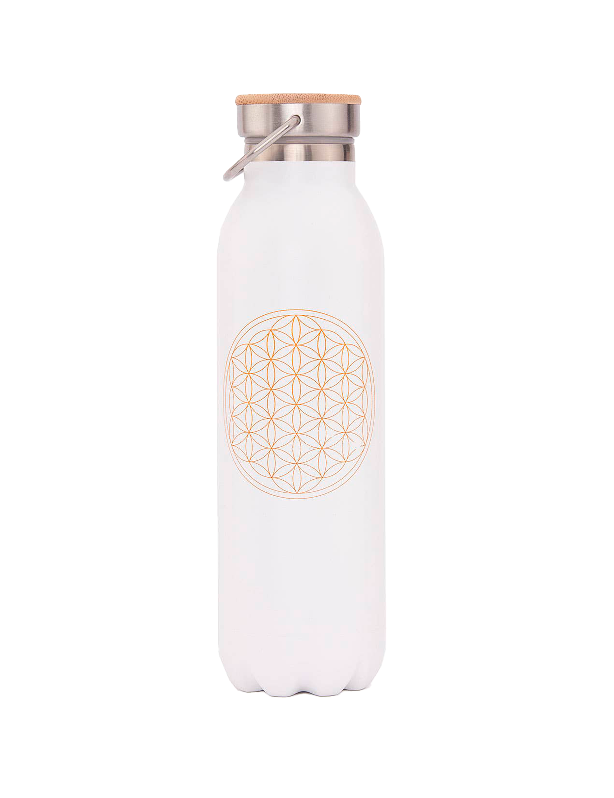 Isoleret vandflaske'Flower of Life'(600ml) - Mat hvid