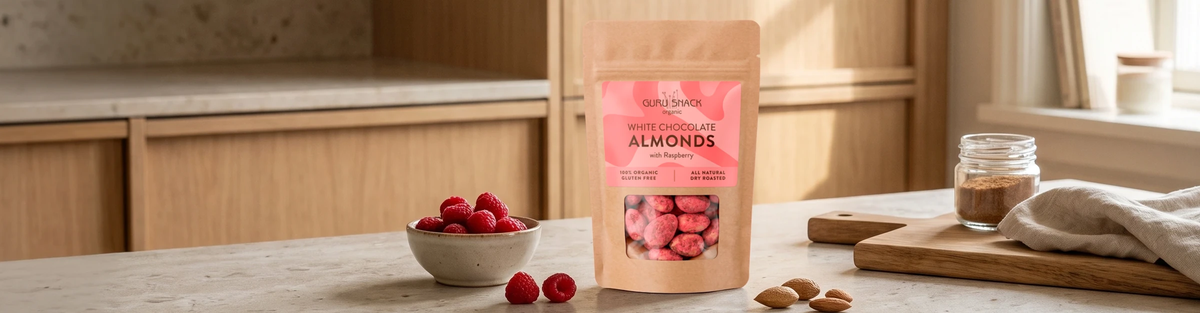 White Chocolate Almonds with Raspberry