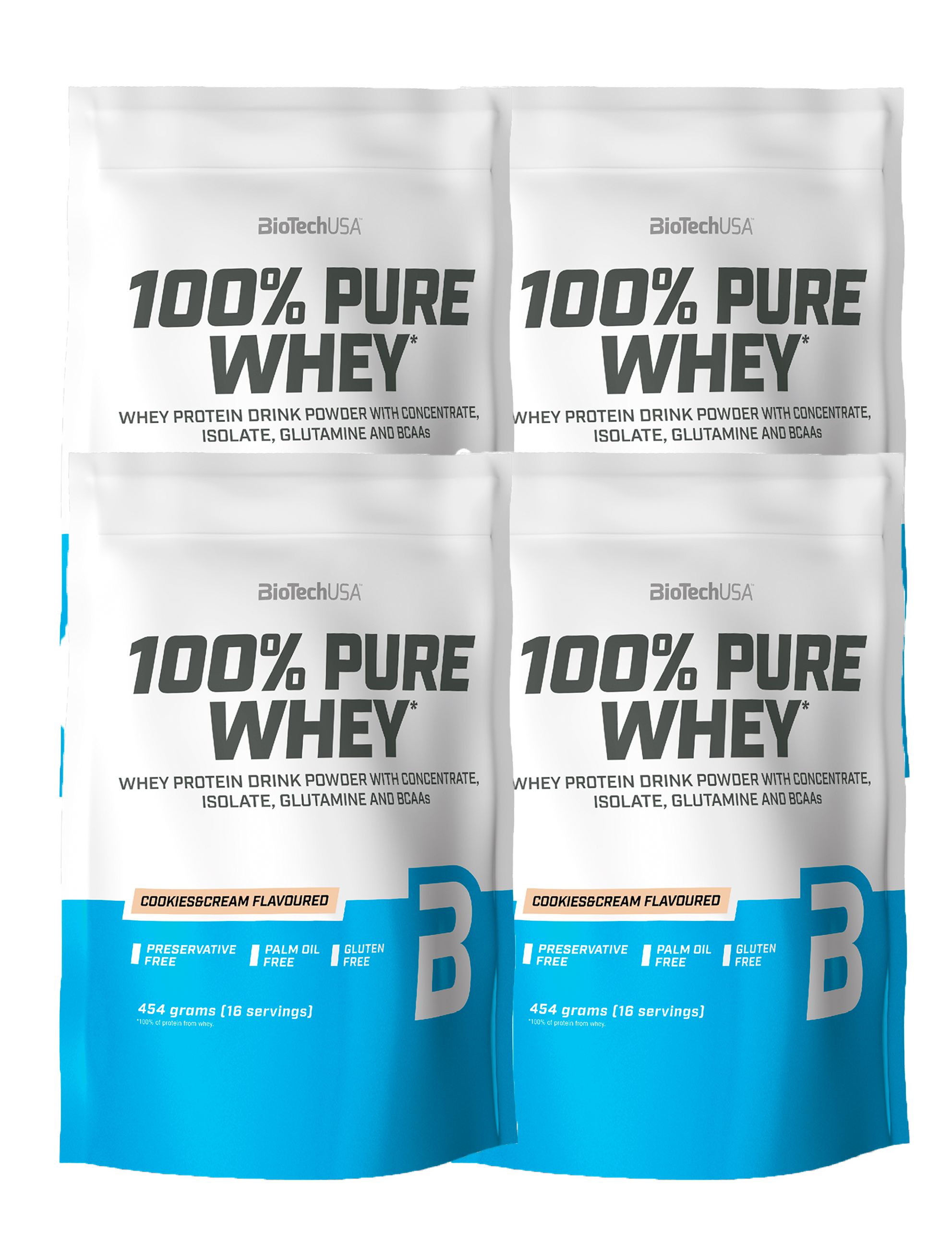 100% Pure Whey Protein (454g) (4 stk.)