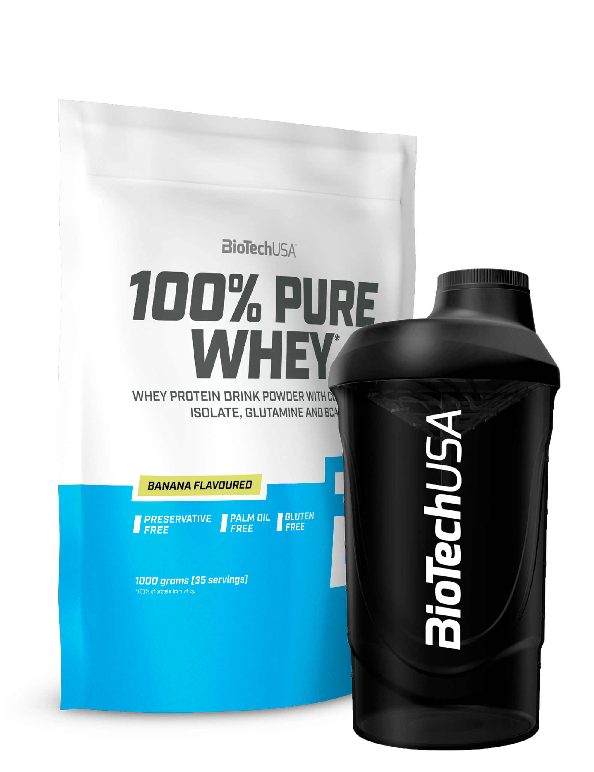 100% Pure Whey Protein (1000g) + Valgfri Shaker