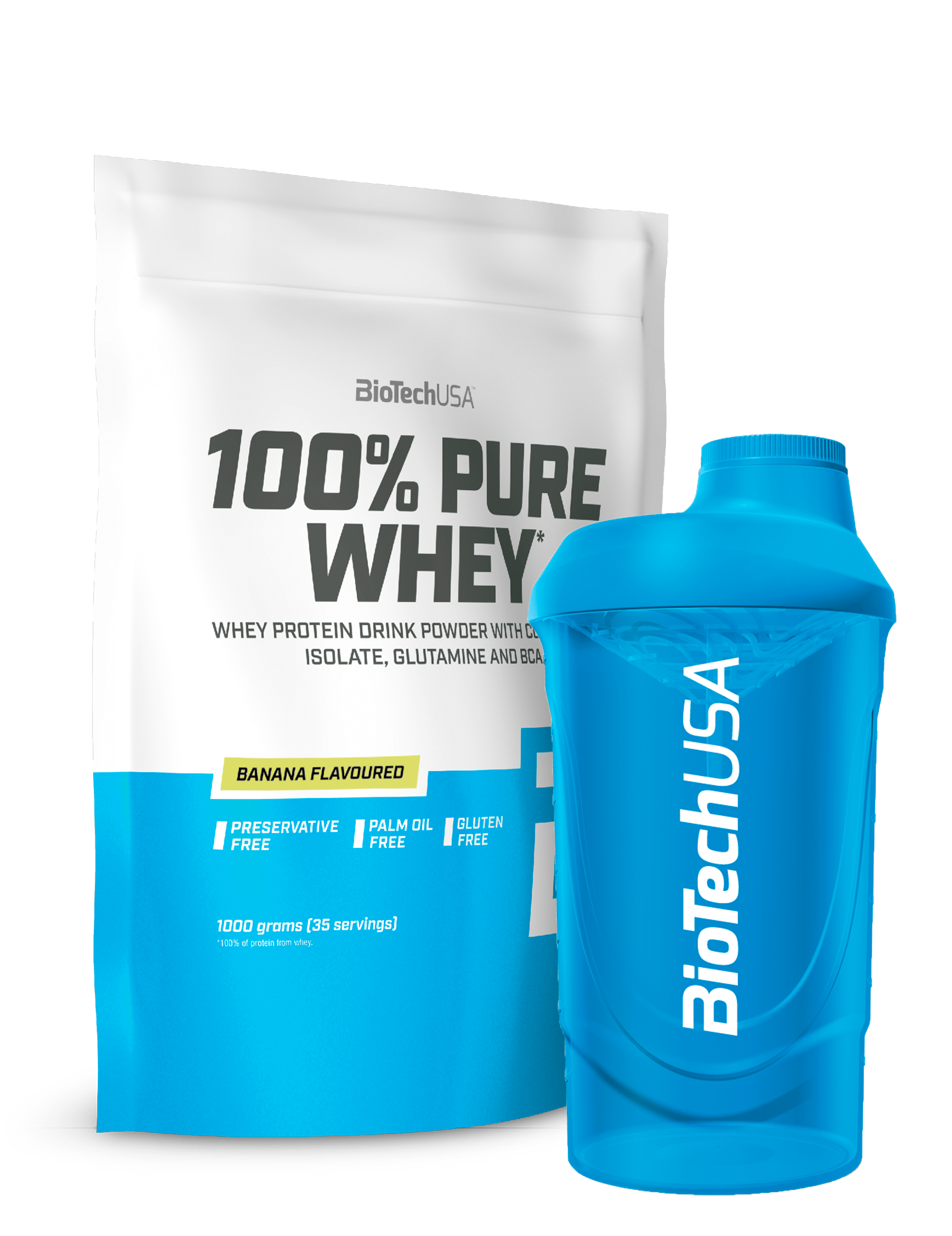 100% Pure Whey Protein (1000g) + Valgfri Shaker