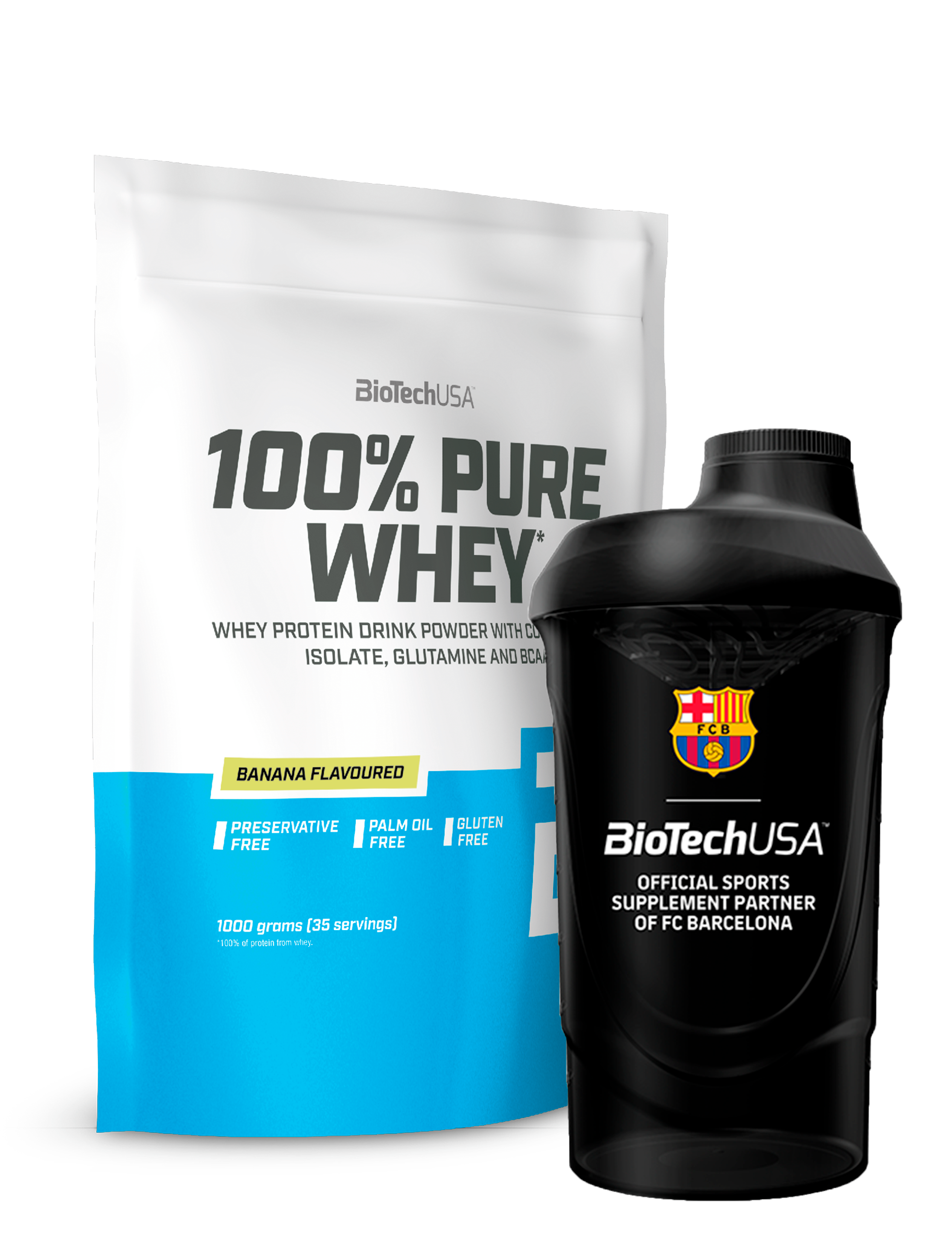 100% Pure Whey Protein (1000g) + Valgfri Shaker