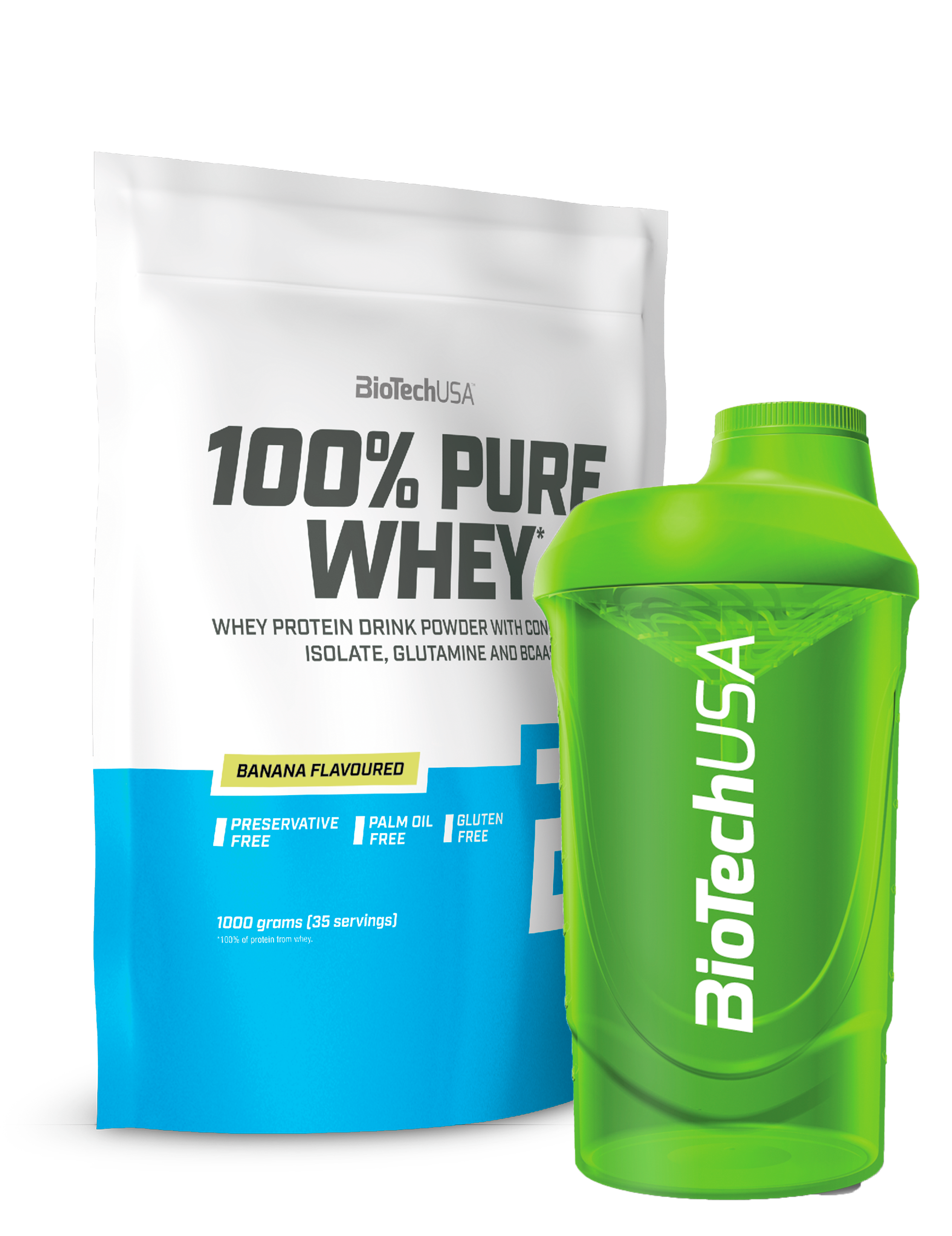 100% Pure Whey Protein (1000g) + Valgfri Shaker