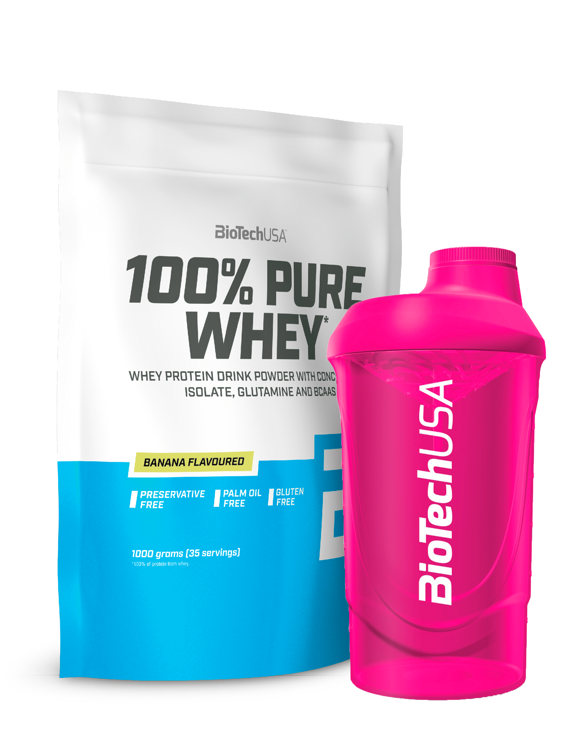 100% Pure Whey Protein (1000g) + Valgfri Shaker
