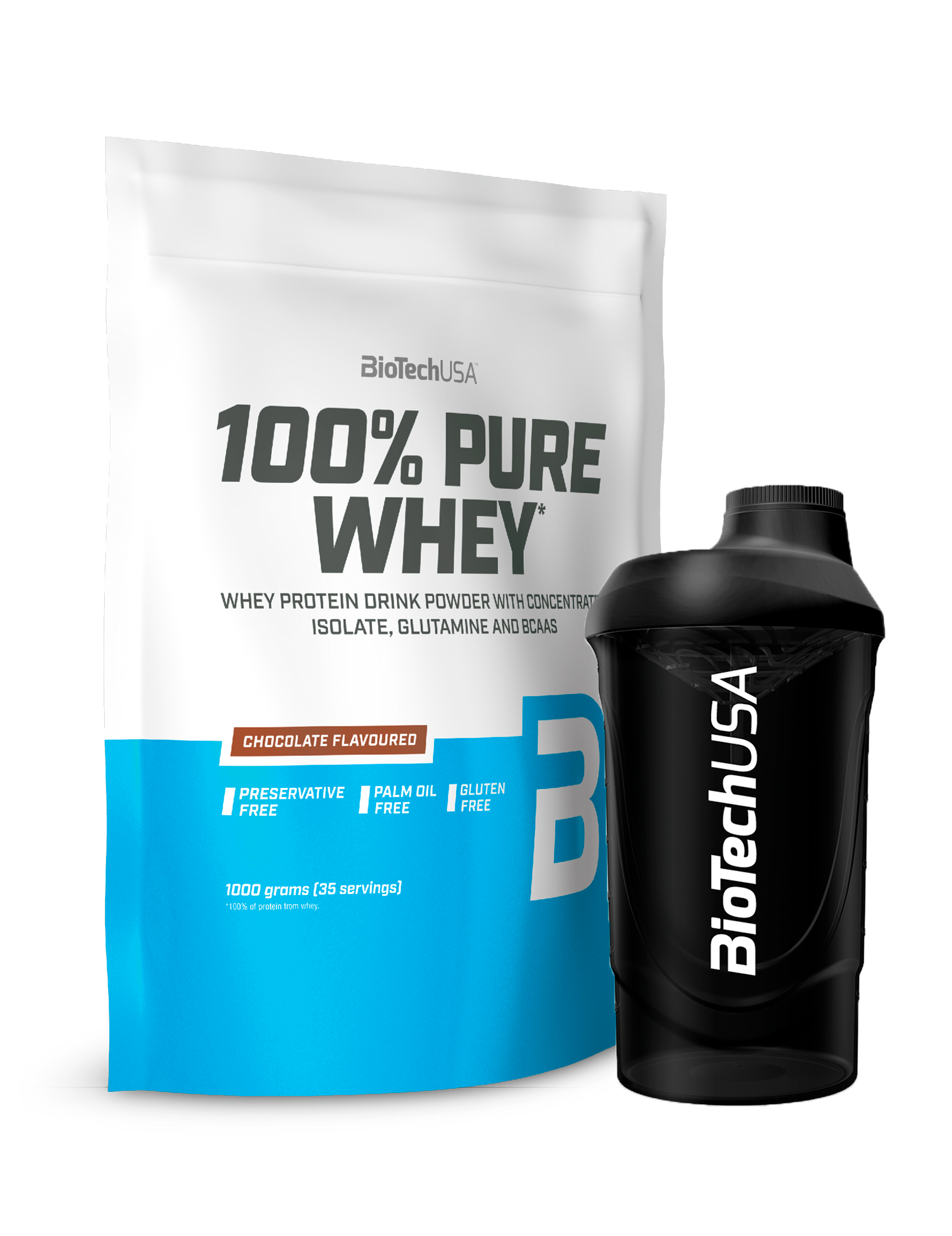 100% Pure Whey Protein (1000g) + Valgfri Shaker