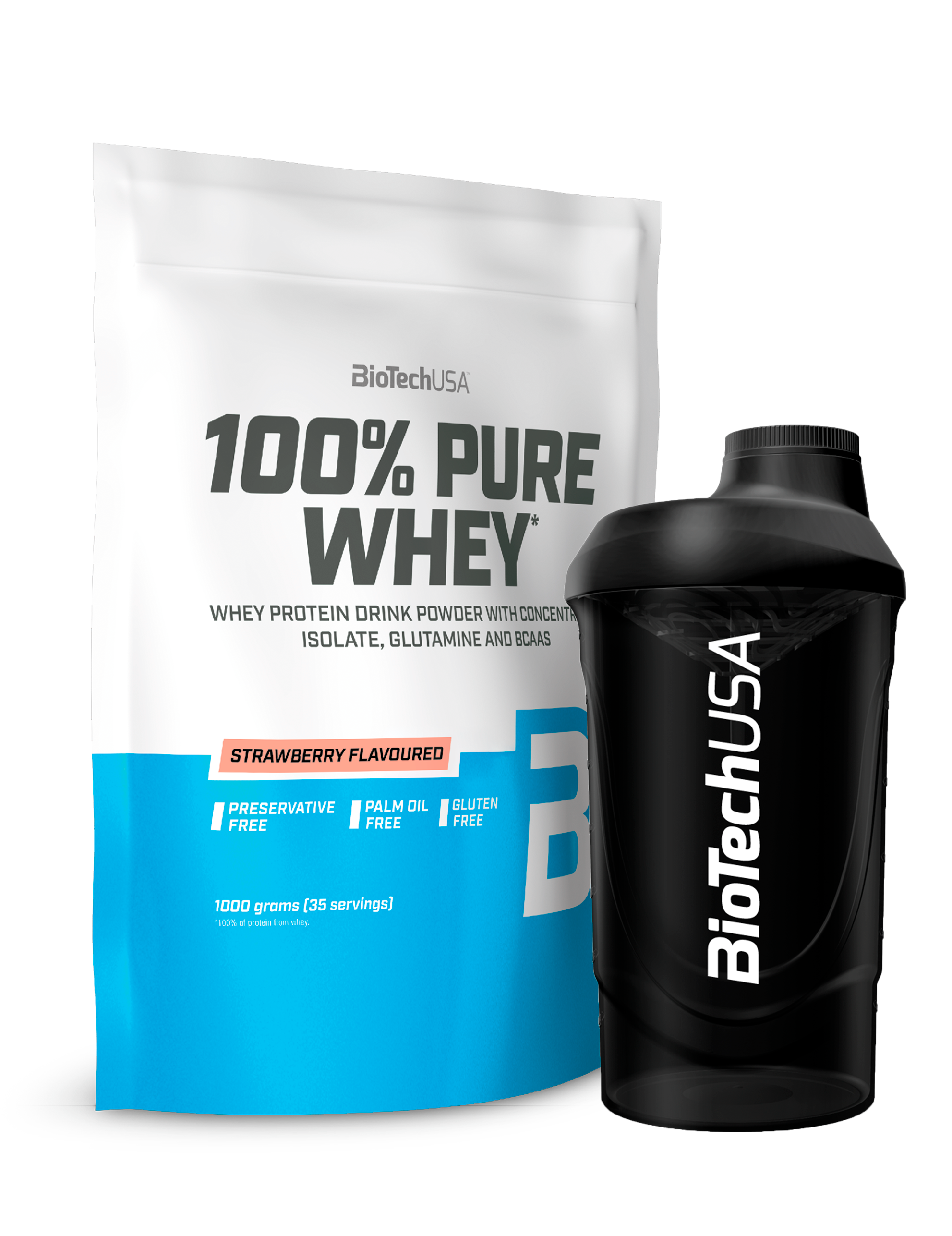 100% Pure Whey Protein (1000g) + Valgfri Shaker