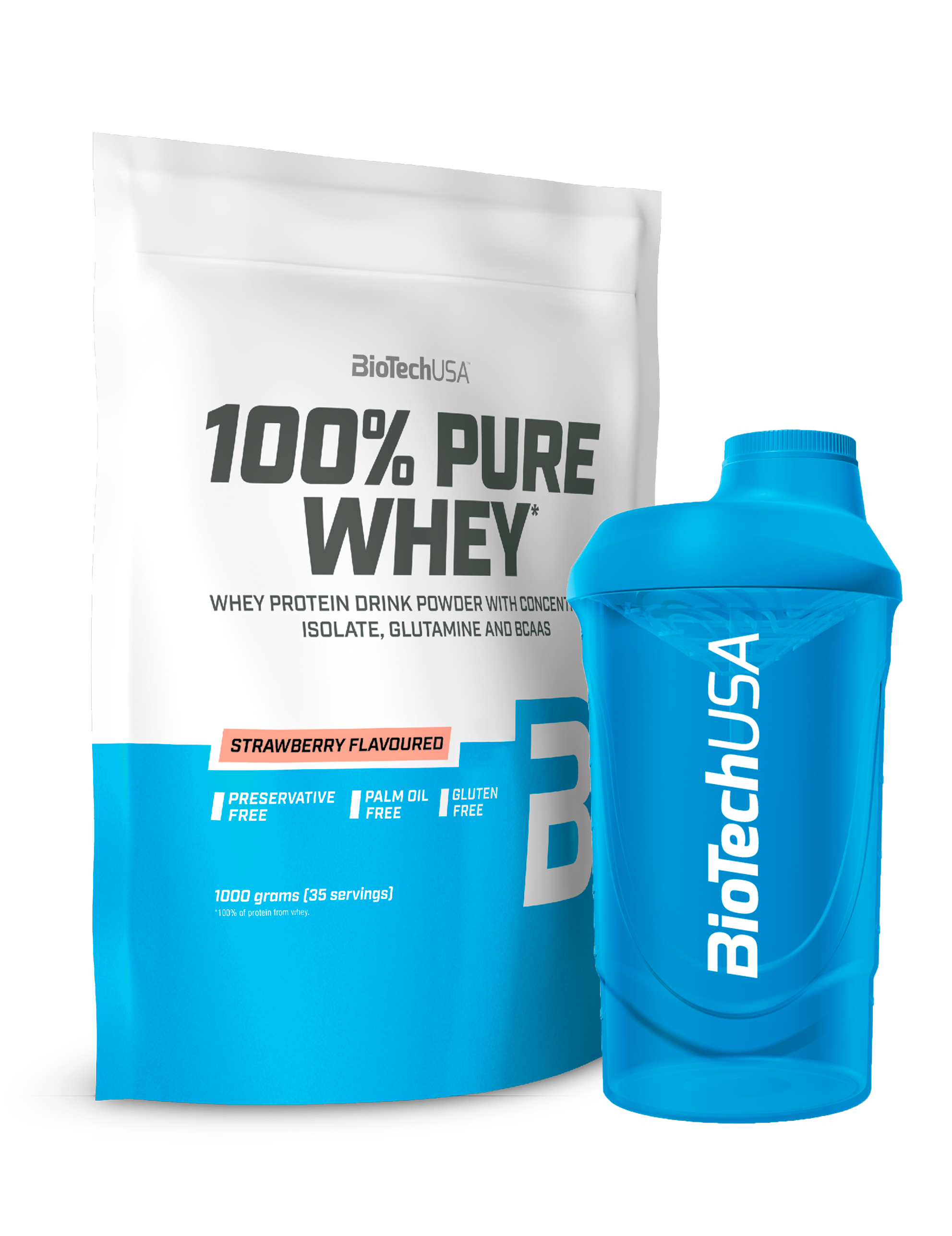 100% Pure Whey Protein (1000g) + Valgfri Shaker