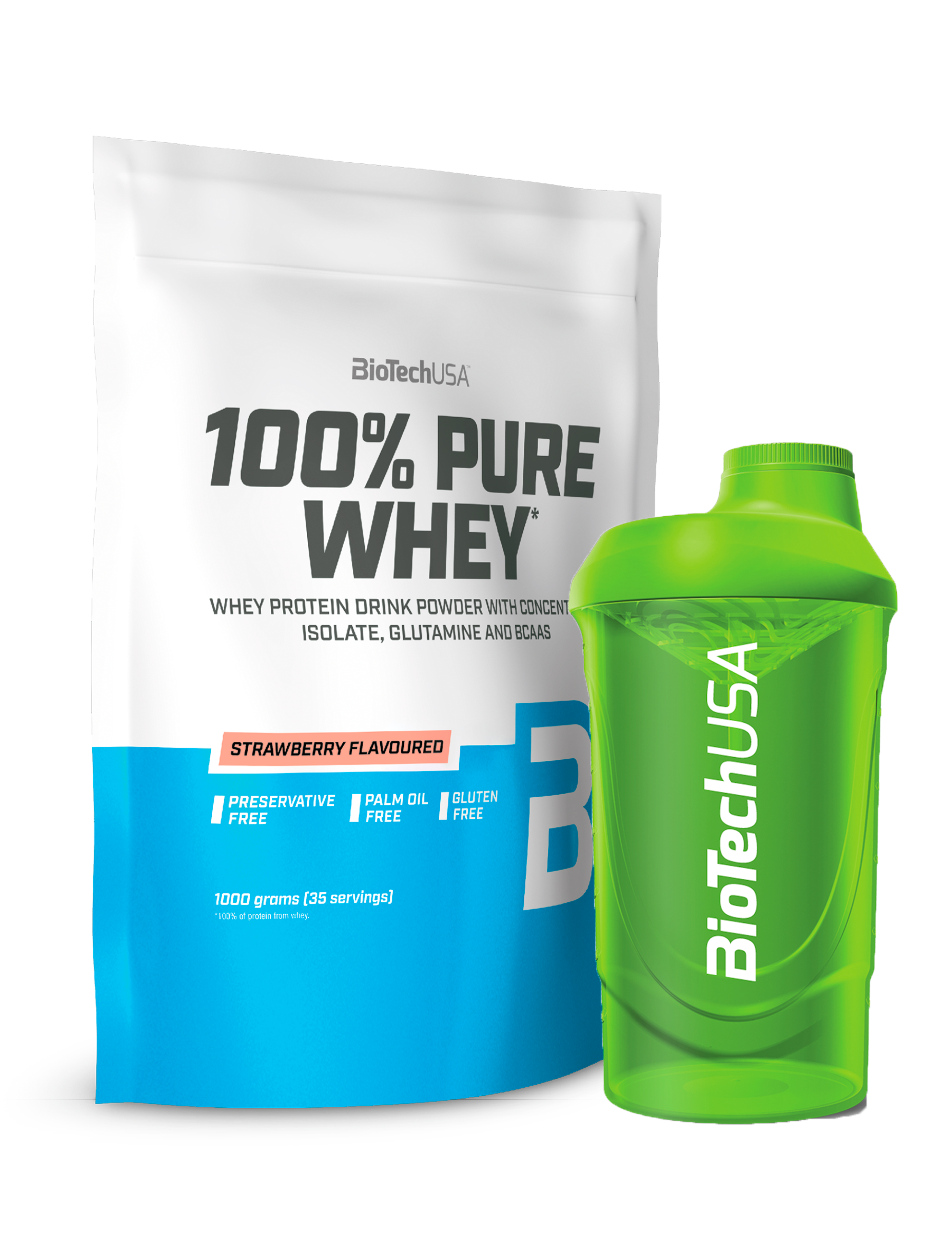 100% Pure Whey Protein (1000g) + Valgfri Shaker