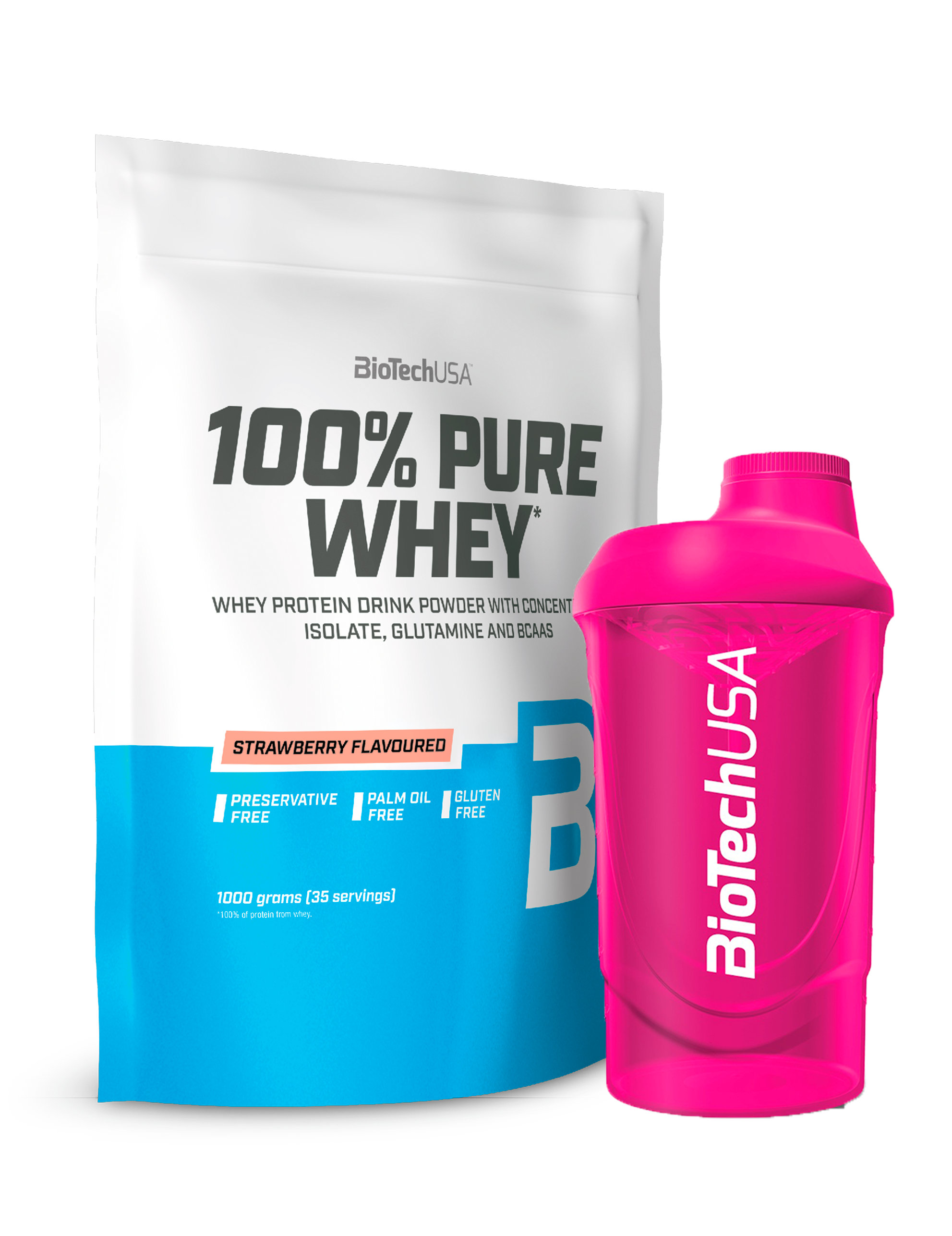 100% Pure Whey Protein (1000g) + Valgfri Shaker