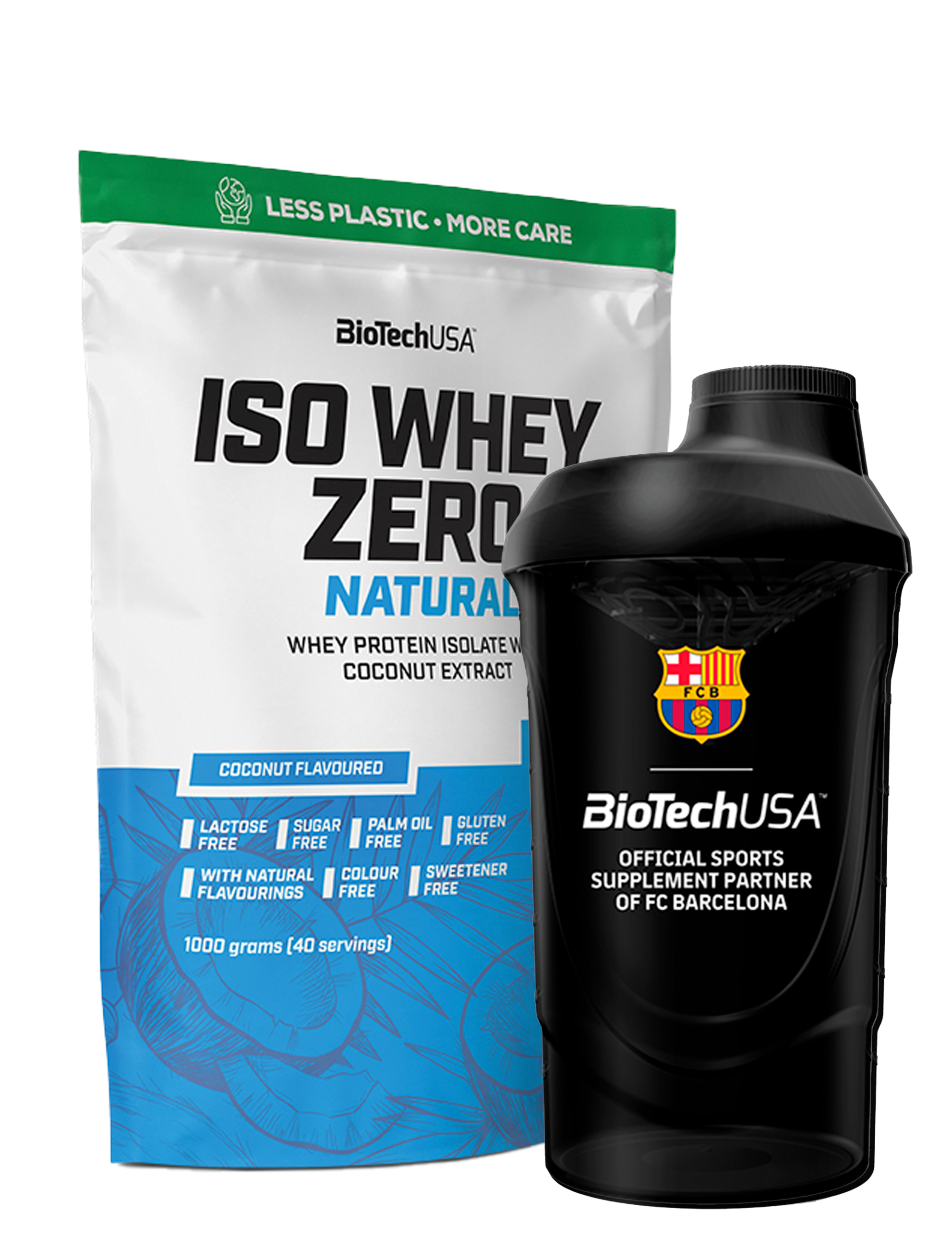 Iso Whey Zero Natural (1000g) + Valgfri Shaker
