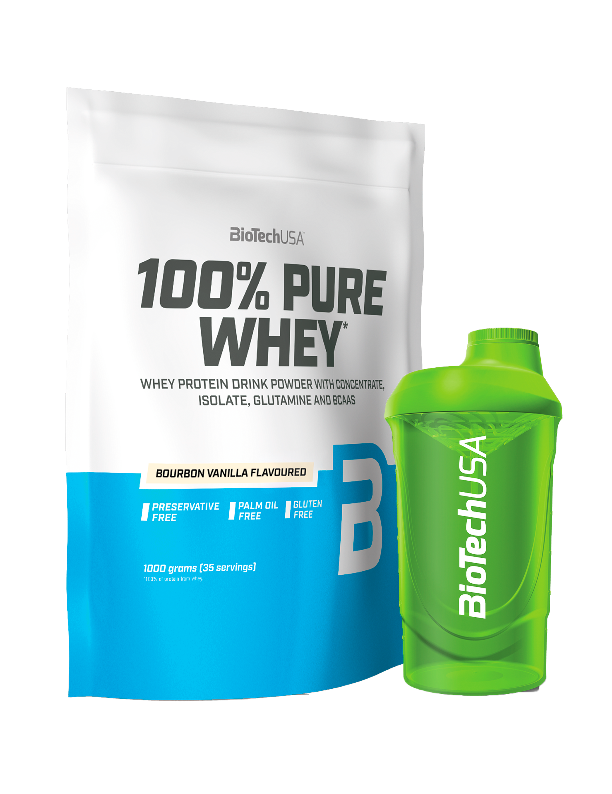 100% Pure Whey Protein (1000g) + Valgfri Shaker