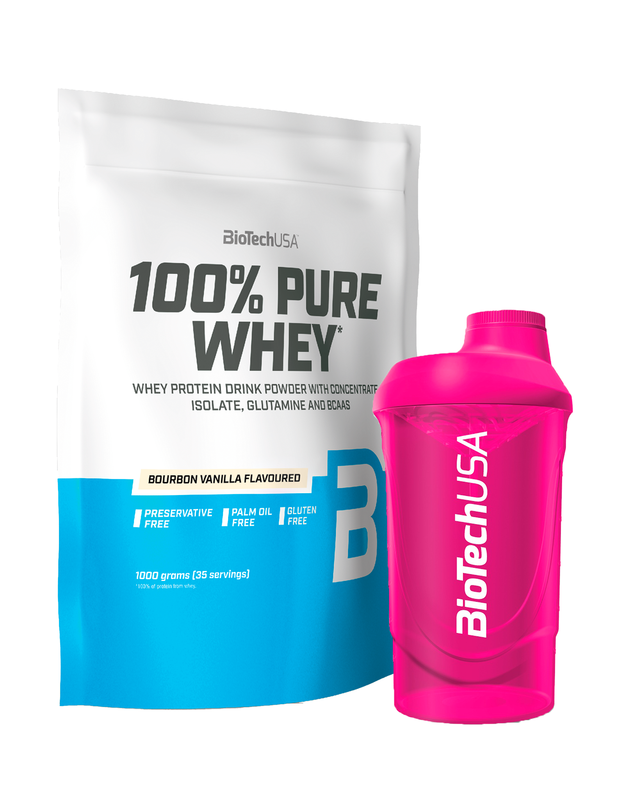 100% Pure Whey Protein (1000g) + Valgfri Shaker