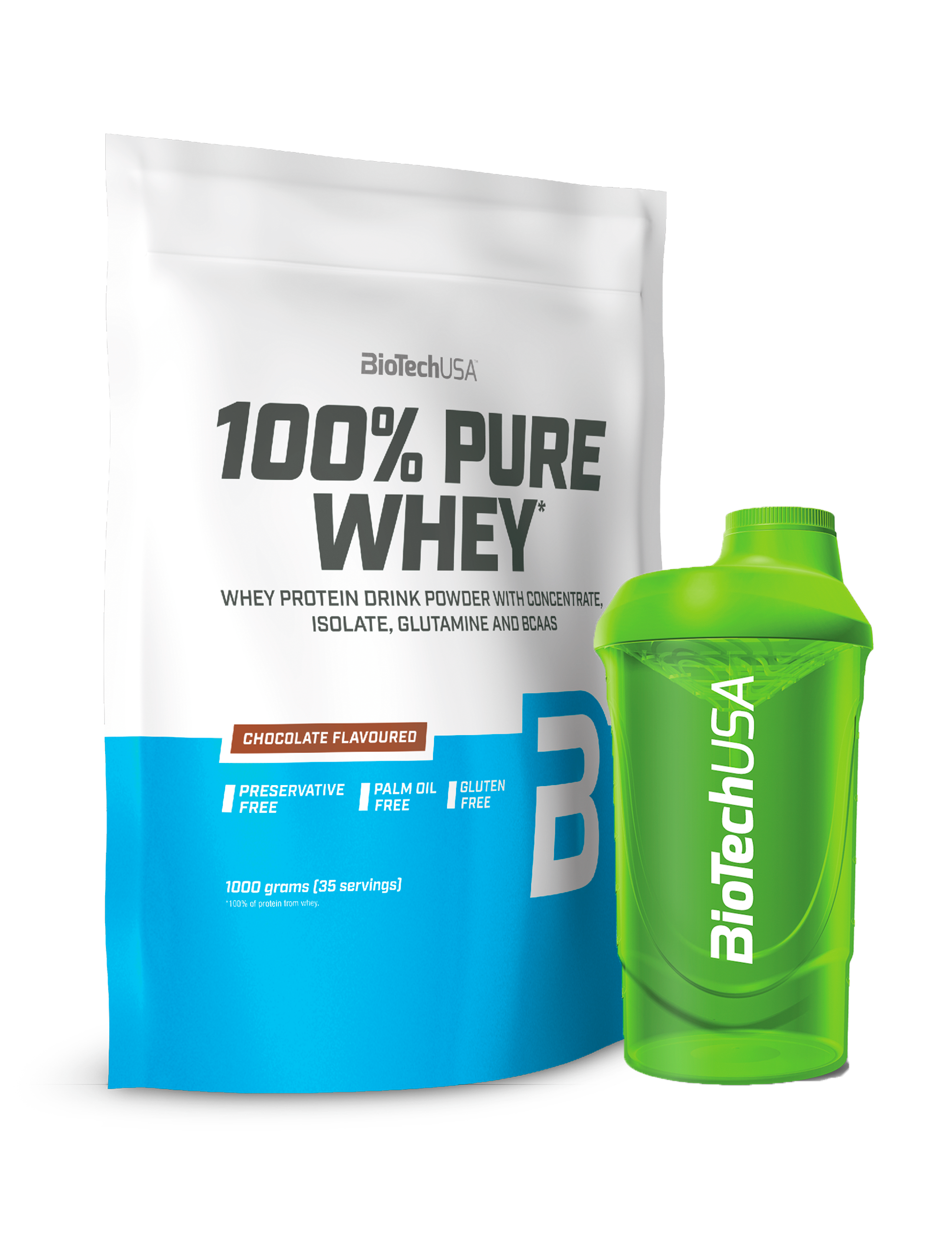 100% Pure Whey Protein (1000g) + Valgfri Shaker