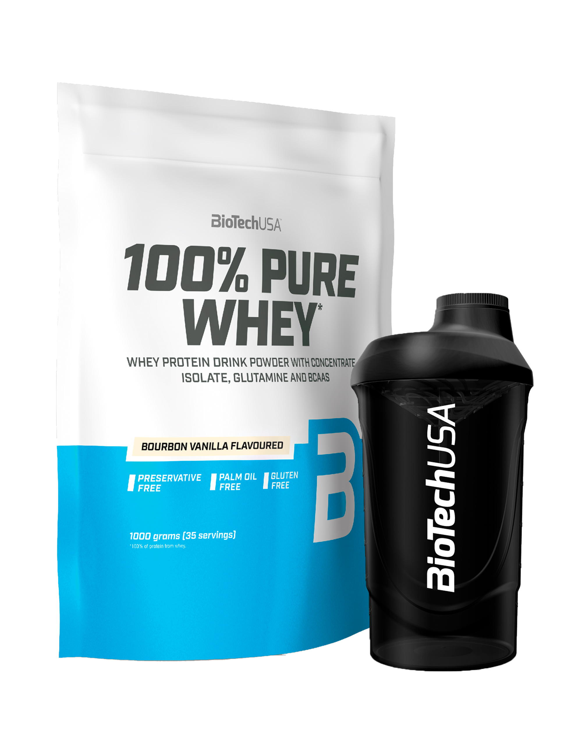 100% Pure Whey Protein (1000g) + Valgfri Shaker