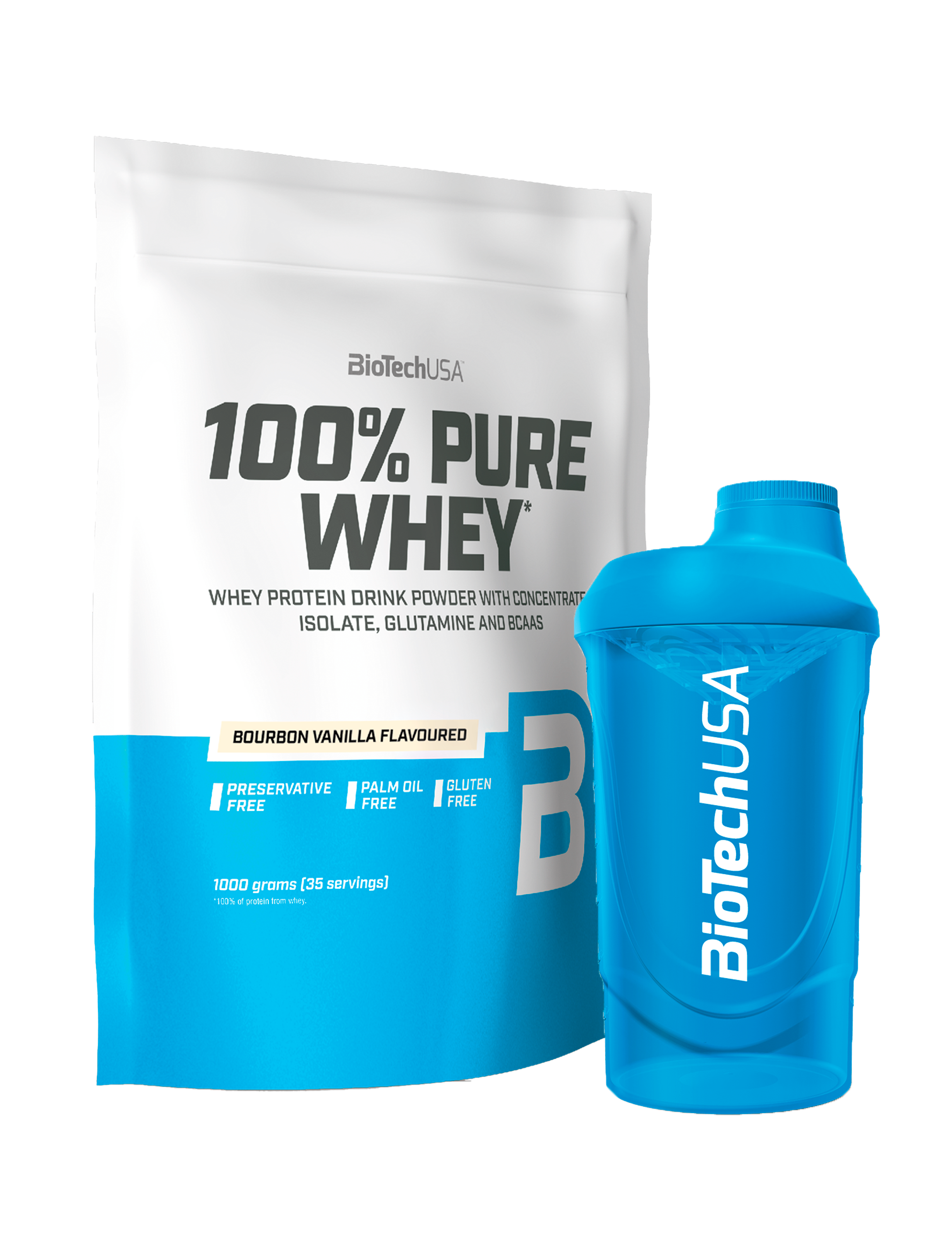 100% Pure Whey Protein (1000g) + Valgfri Shaker