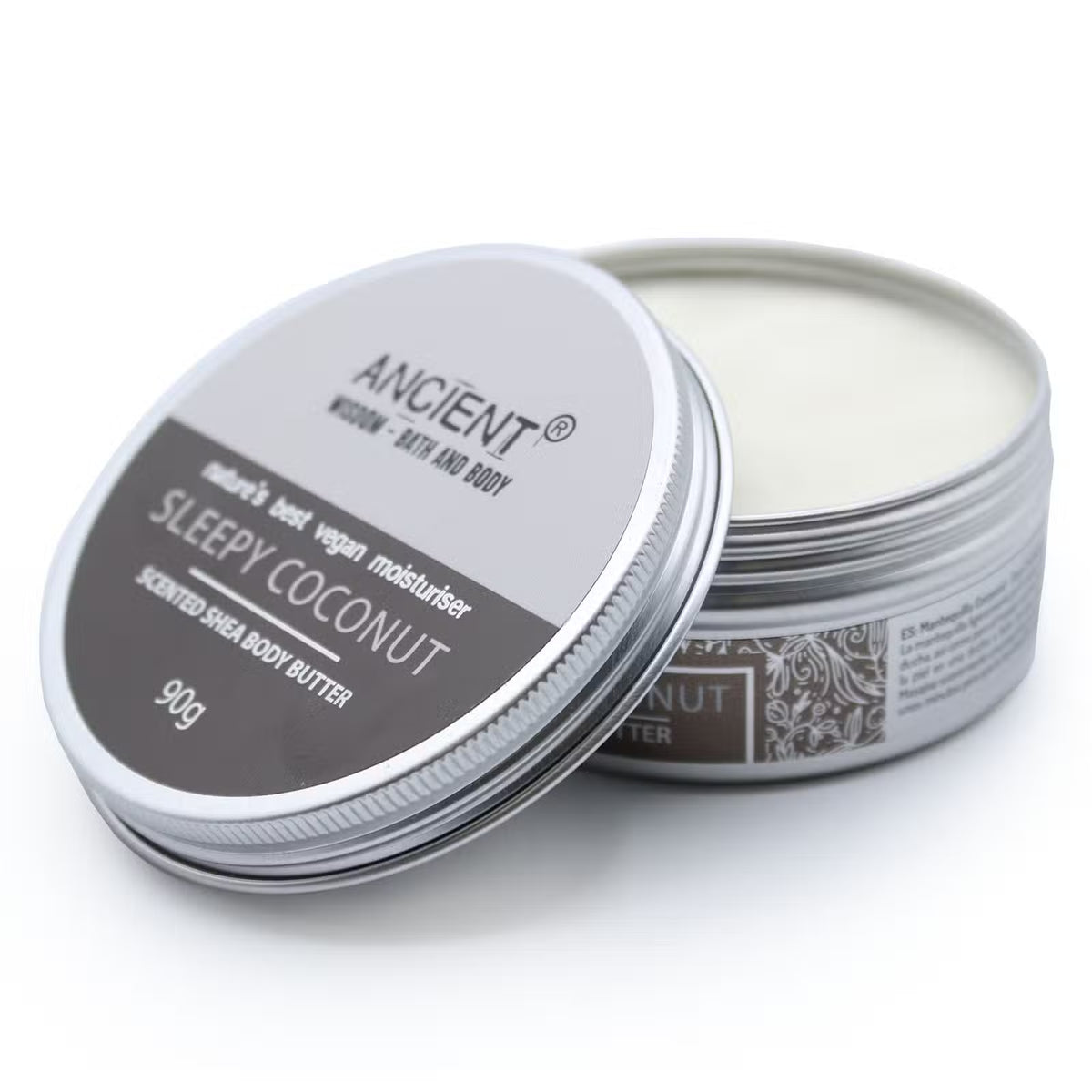 Ancient Wisdom Shea Body Butter Sleepy Coconut, 90 g – åben dåse