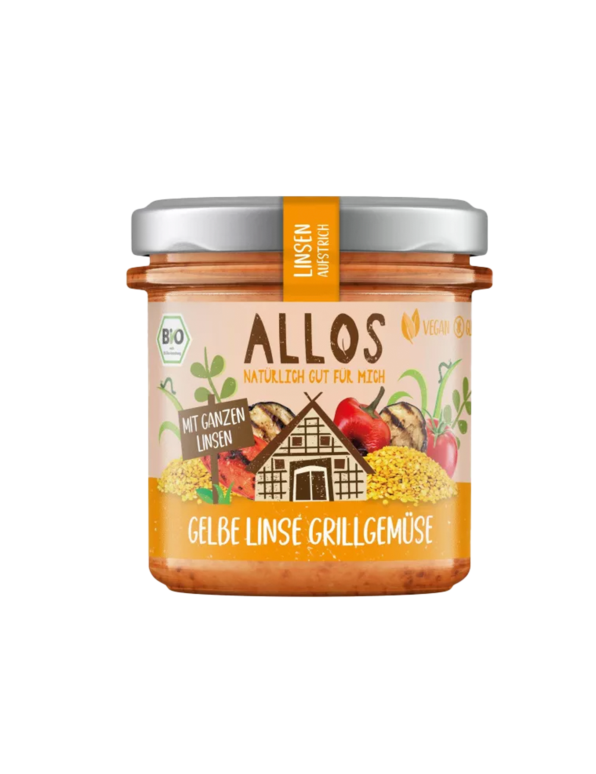 Økologisk linsepålæg med linser og grillede grøntsager