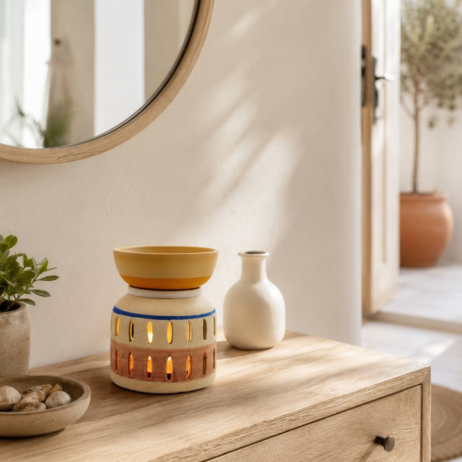 Lysmelter og duftvoks keramisk vase