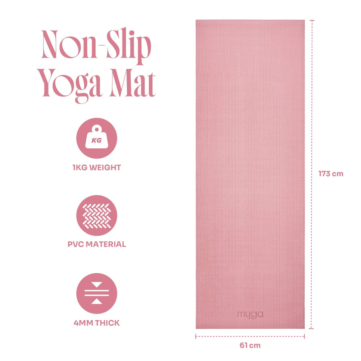 Myga begynder-yogamåtte 4 mm – Nostalgia Rose