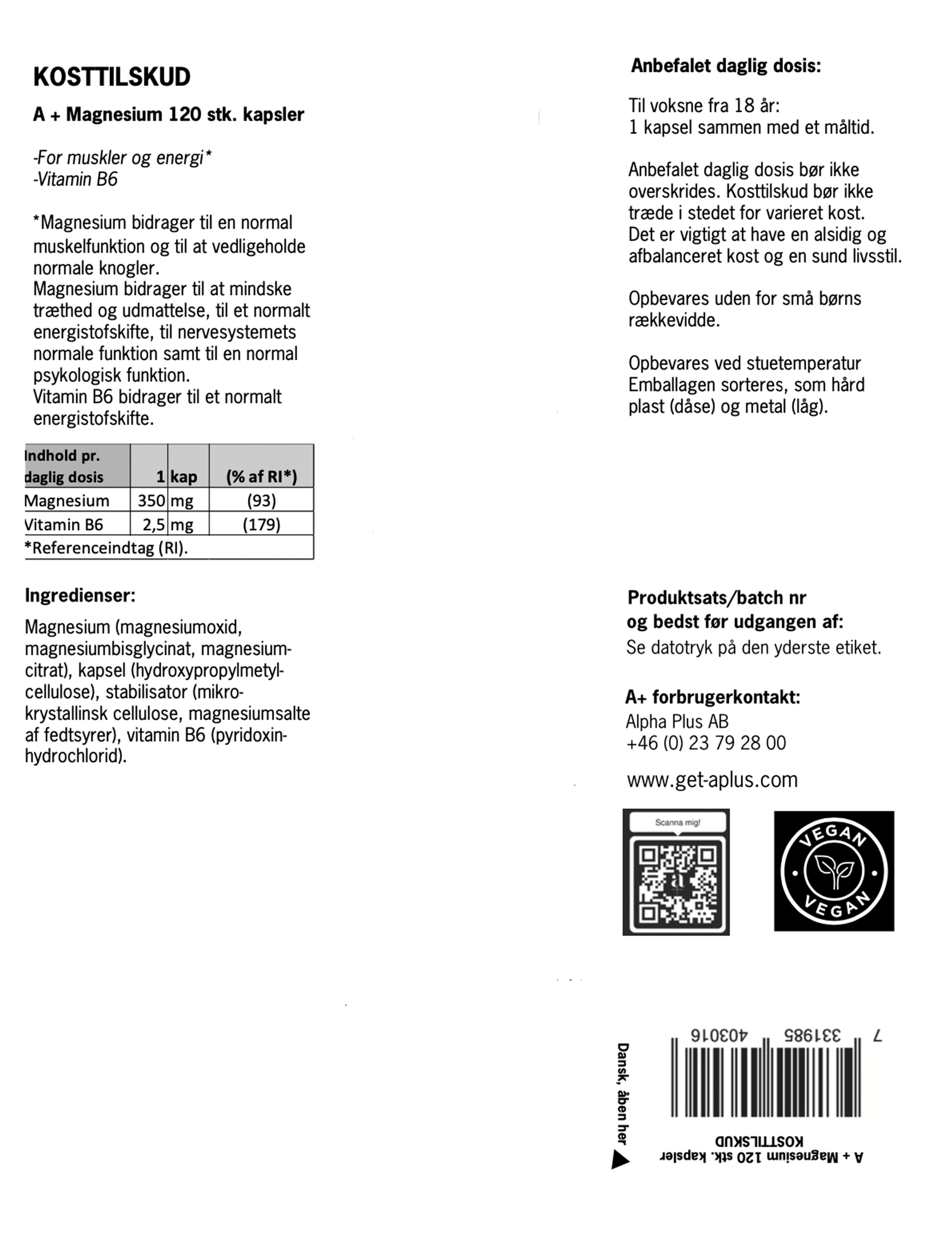 A+ Magnesium (120stk.)