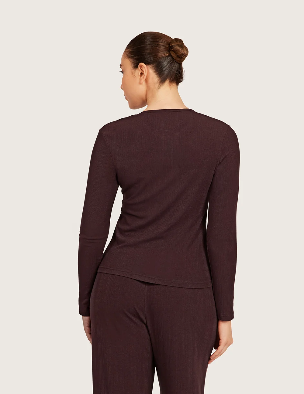 AiraRib™ langærmet Henley-top – Mulberry – billede 2