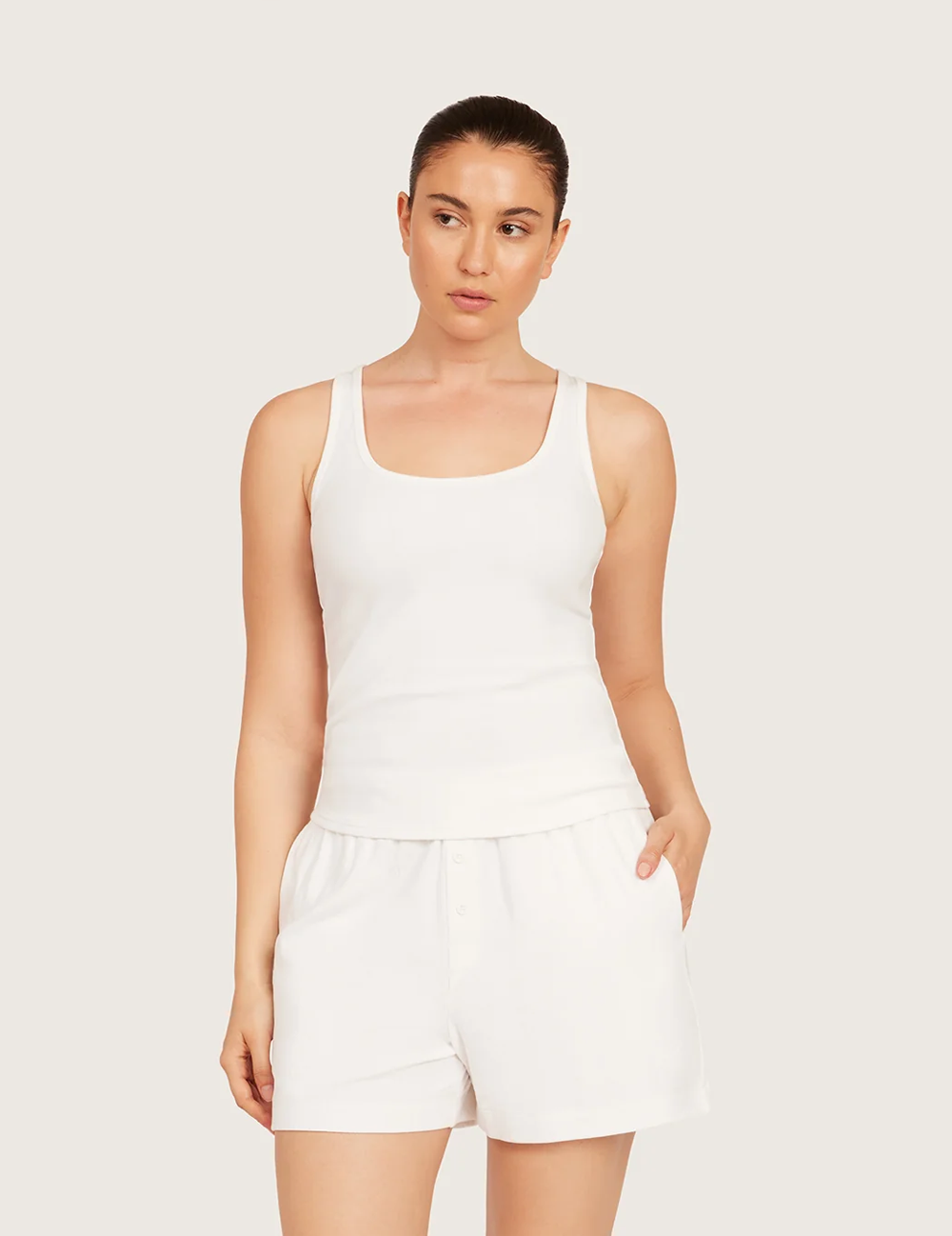 AiraRib™ lounge-tanktop – Chalk White – billede 1