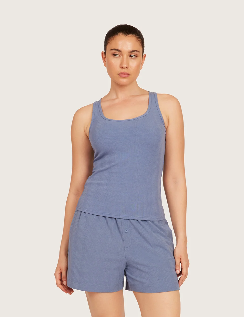 AiraRib™ lounge-tanktop – Steel Blue – billede 1
