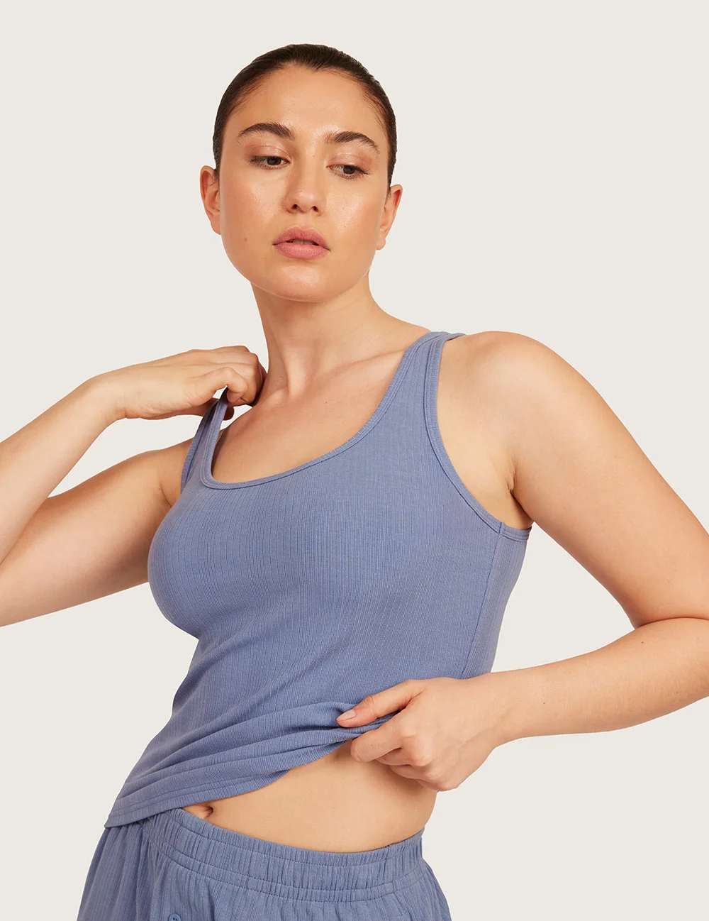 AiraRib™ lounge-tanktop – Steel Blue – billede 6