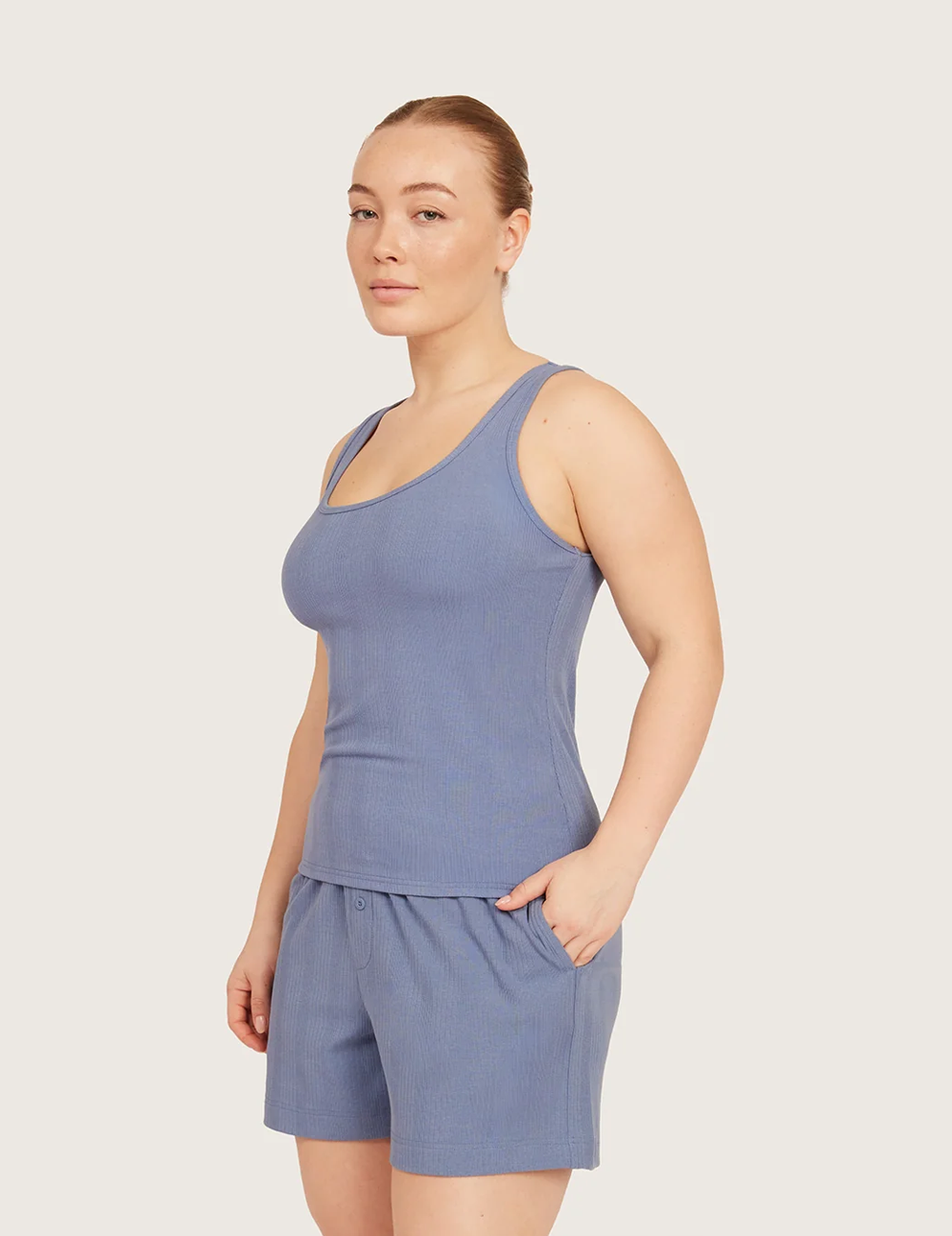 AiraRib™ lounge-tanktop – Steel Blue – billede 9