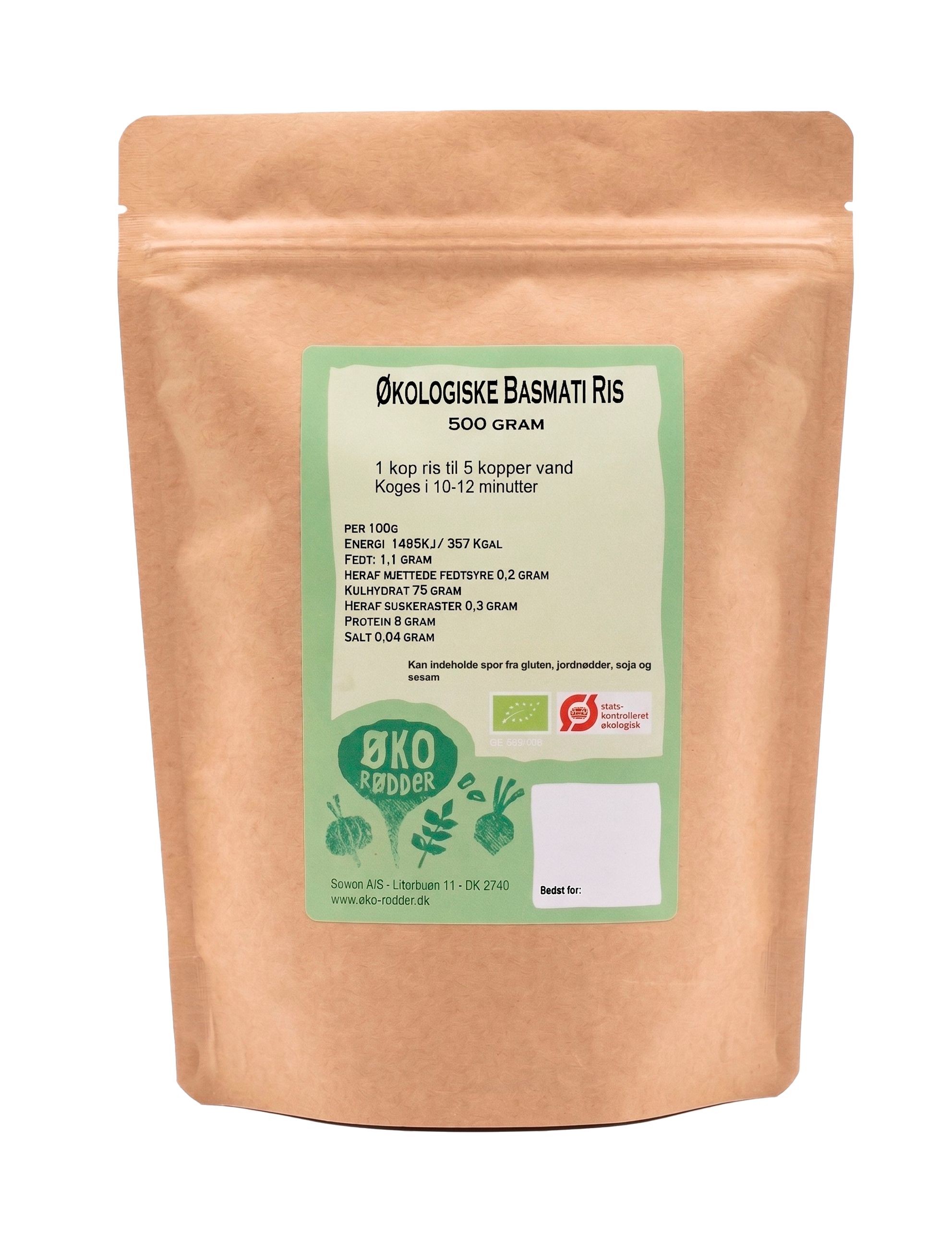 Økologiske Hvide Basmatiris (500g)
