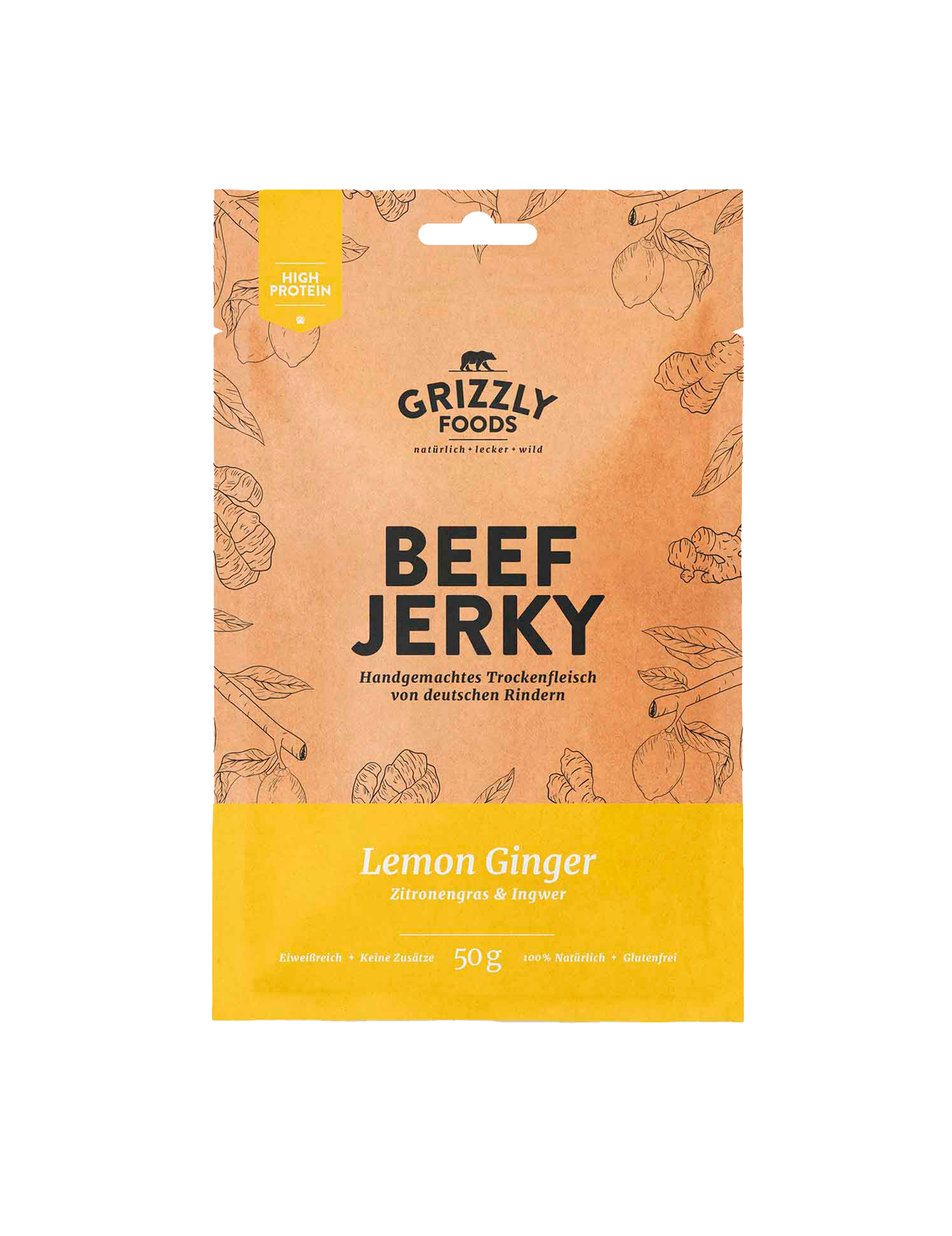 Beef Jerky med citron og ingefær (50g)