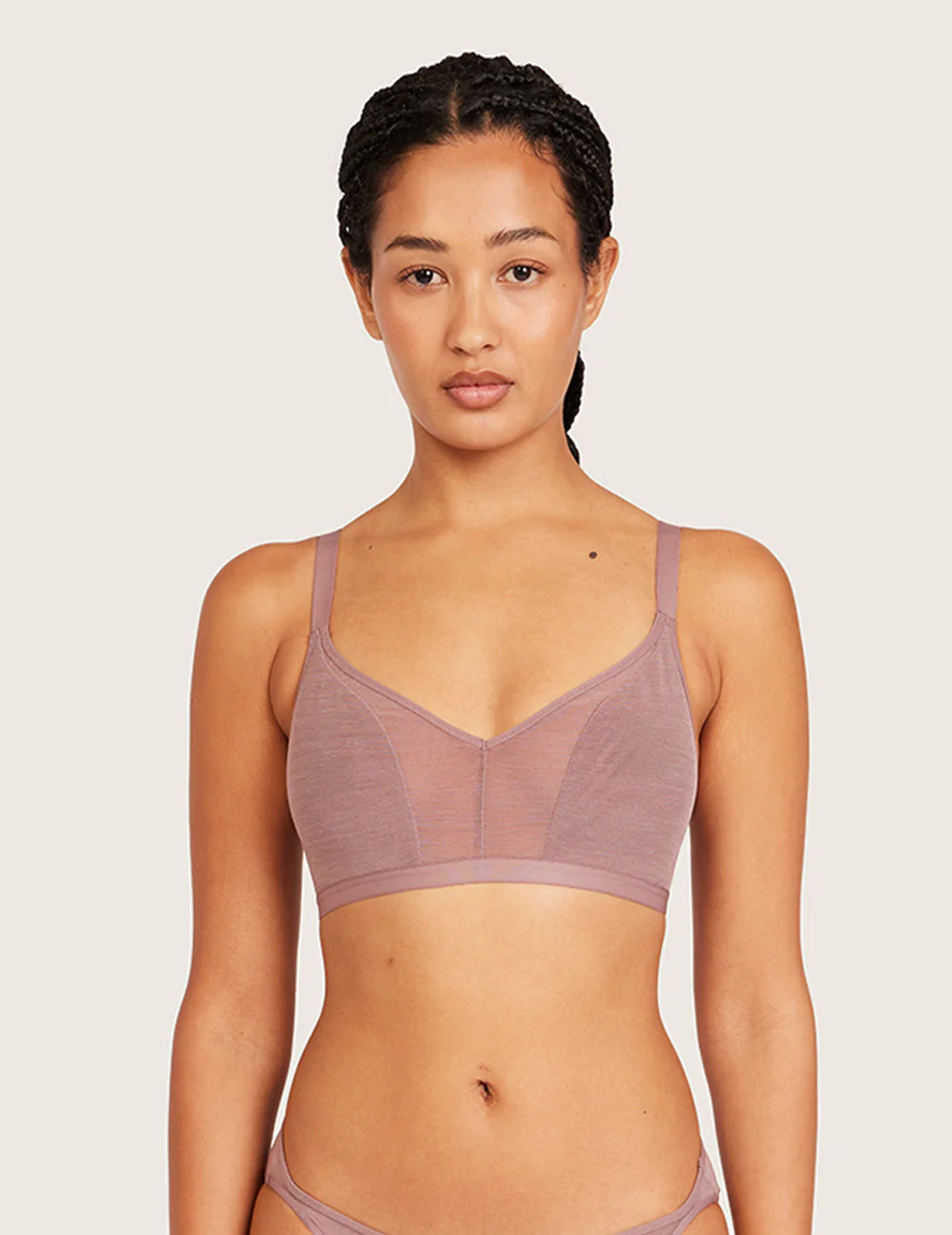 Boody FreeMesh® Crop BH i Mauve – forfra på anden model