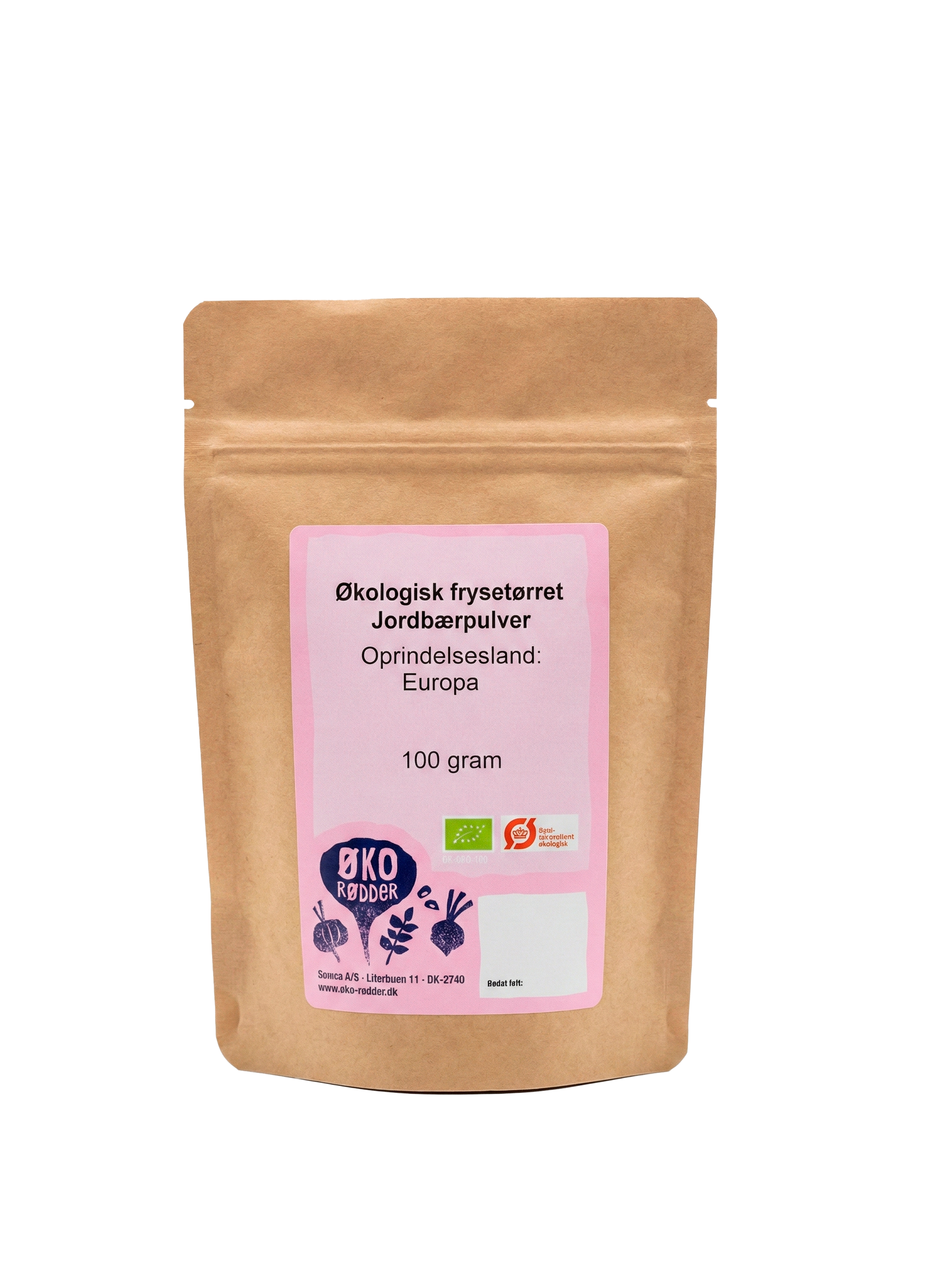 Økologisk frysetørret jordbærpulver