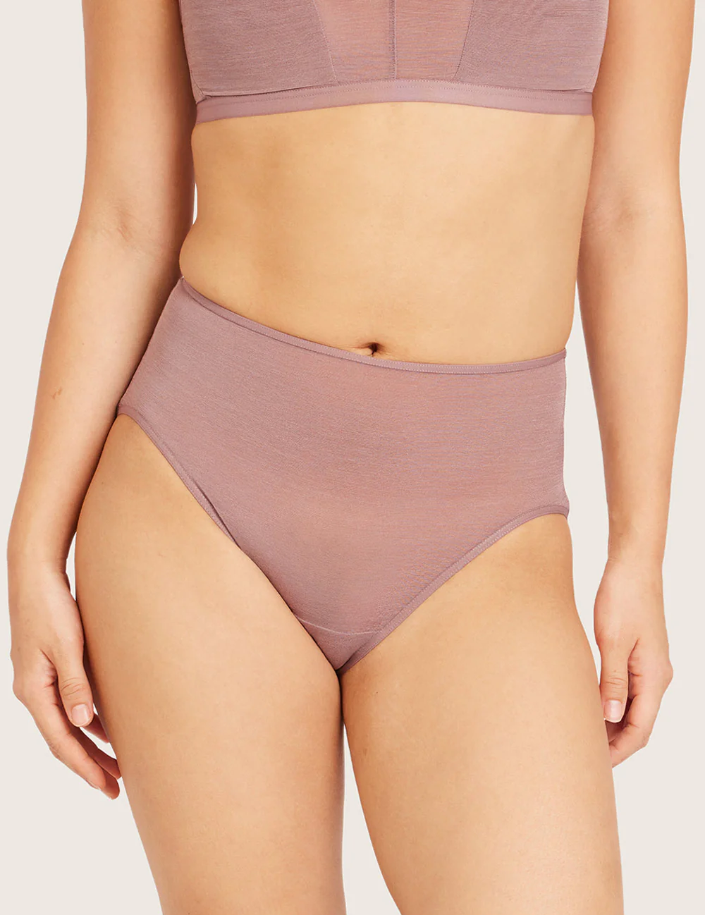 Boody FreeMesh® high cut maxi-trusse i Mauve – forfra på anden model