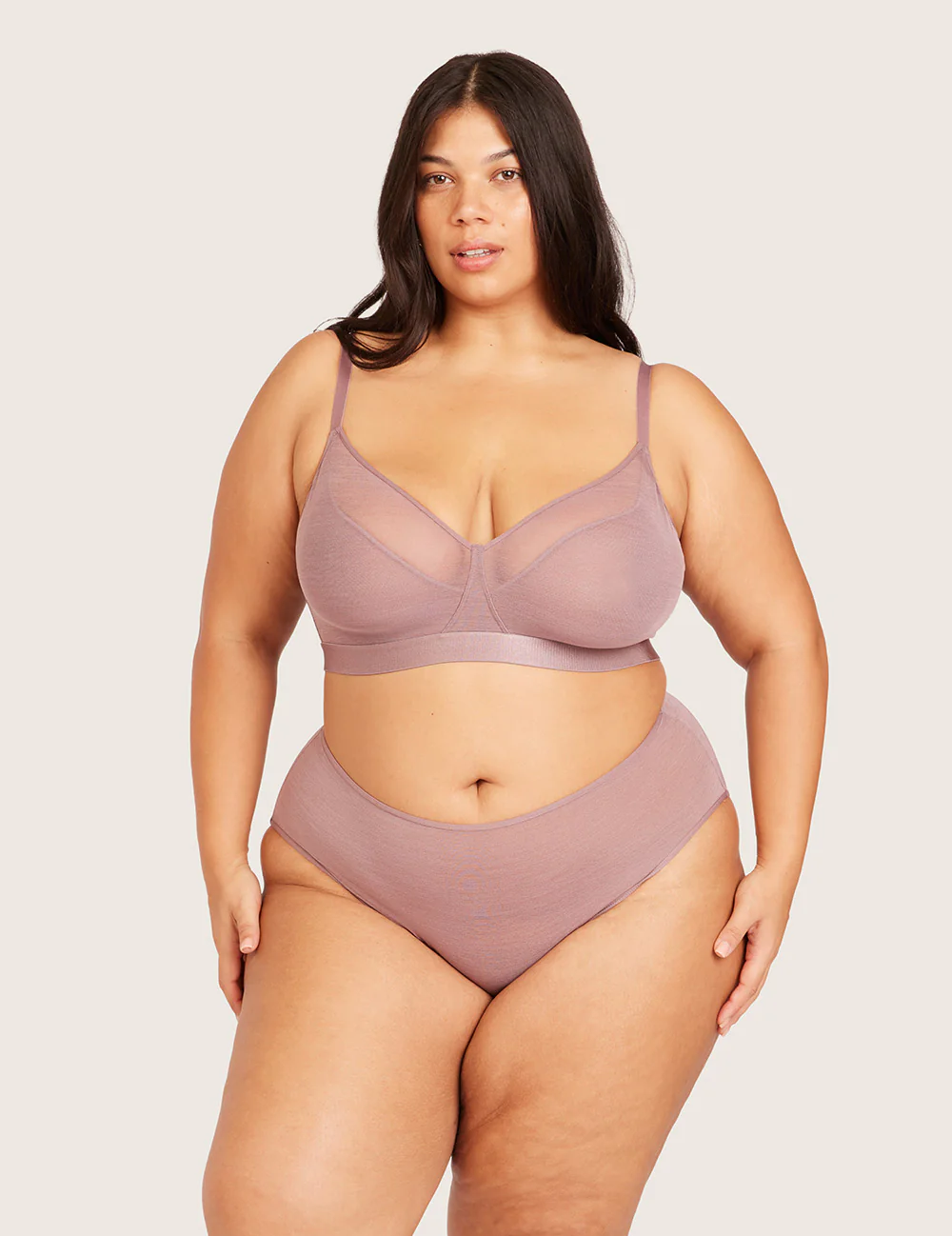 Boody FreeMesh® high cut maxi-trusse i Mauve – pasform på tredje stående model